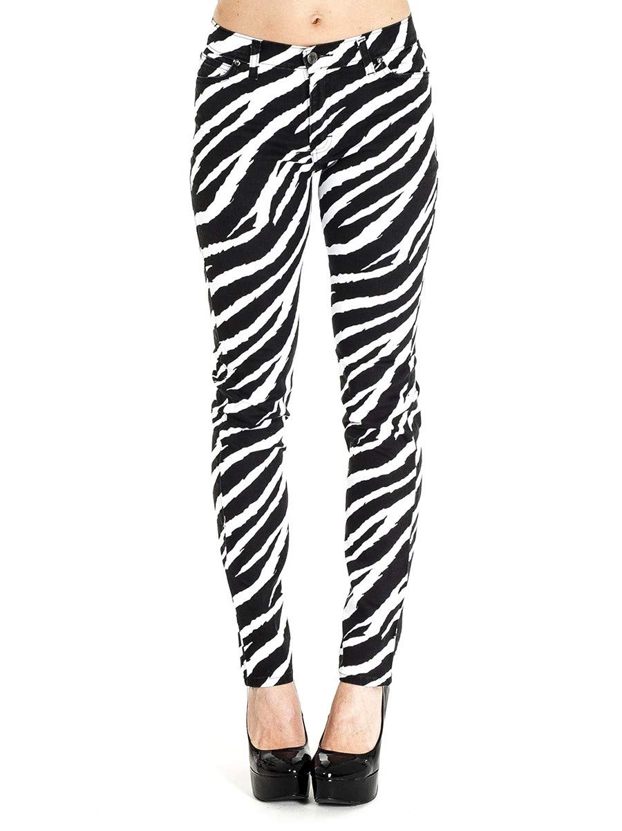 Black and White Zebra Print Skinny Jeans for Men & Women - Stretch Denim Pants for Running, Travel & Casual Wear | Trendy Unisex Fashion Jeans