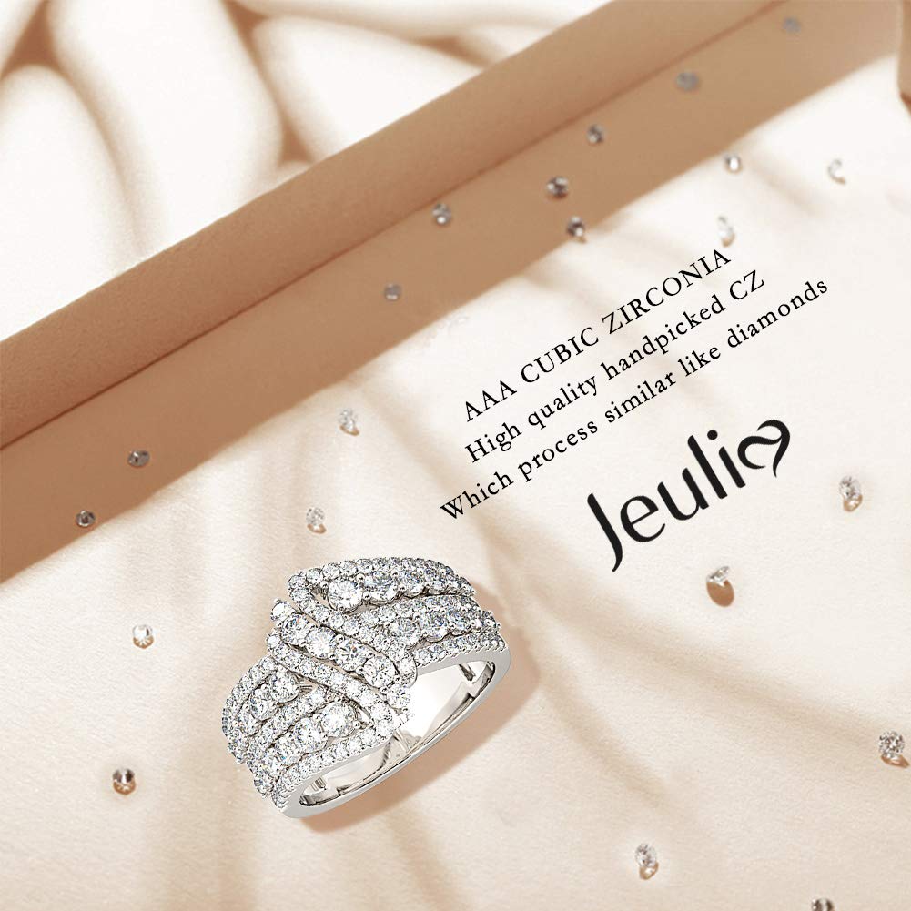 Jeulia Sterling Silver Intertwined Crossover Rings for Women - Elegant Wedding Band, Round Cut Engagement Ring, Anniversary & Birthday Gift with Jewelry Box | Perfect for Weddings, Proposals, Anniversaries and Special Occasions
