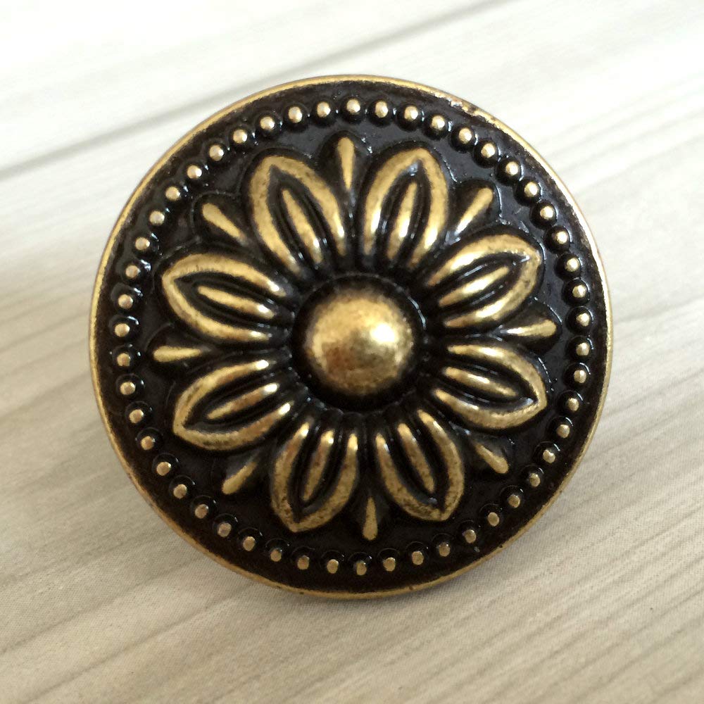 Antique Bronze Floral Drawer Knob - 1.4