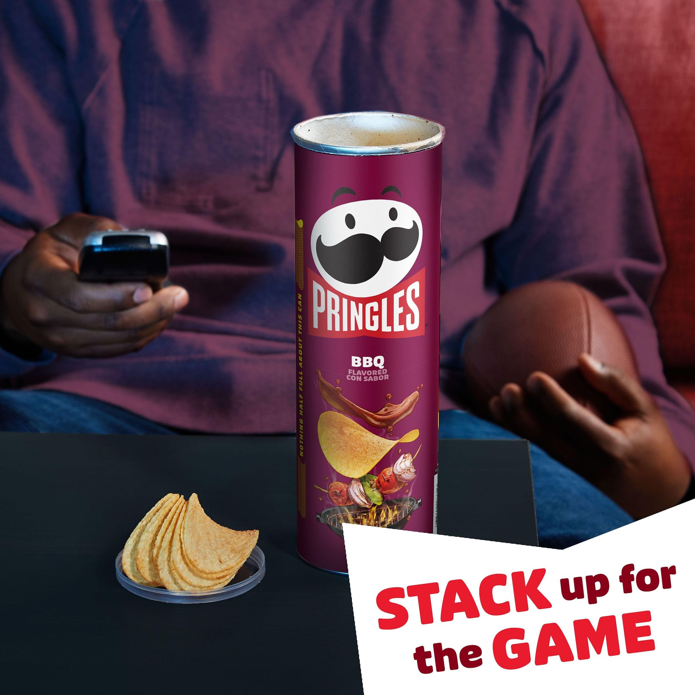 Pringles BBQ Flavored Potato Crisps - 5.5oz Can (Pack of 1) | Crunchy Lunch Snacks, On-The-Go Treats for Work, School & Road Trips