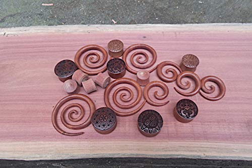 Brown Braided Wooden Plug Sawo Tribal Ear Expander with Laser Engraving - Perfect for Stretching Earlobes and Alternative Fashion Style
