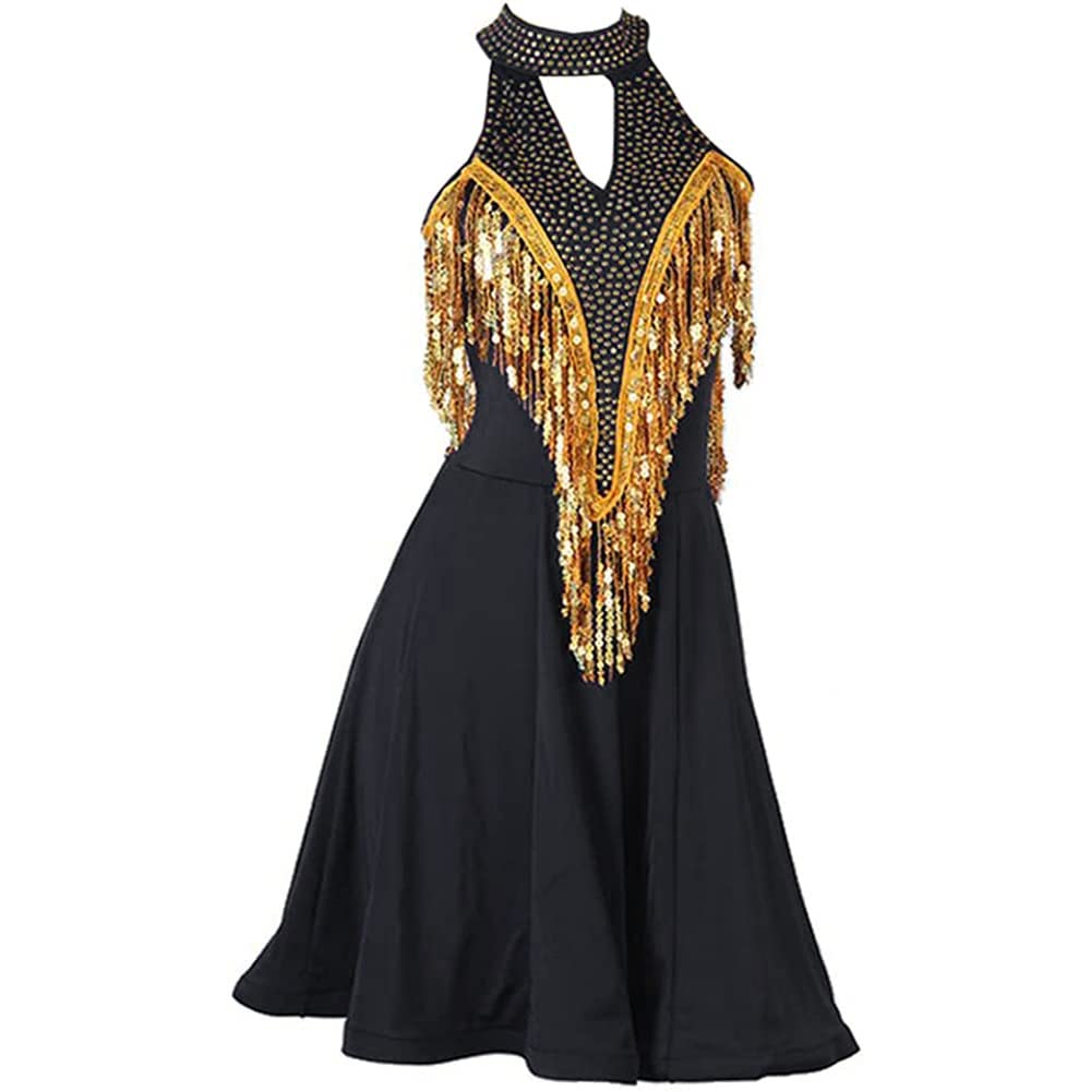 LIUHUO Navy Blue Turtleneck Latin Dance Dress for Women - Elegant Long Performance Dress for Salsa, Ballroom Competition & Party Wear | Perfect for Dance Shows, Stage Performances & Special Events
