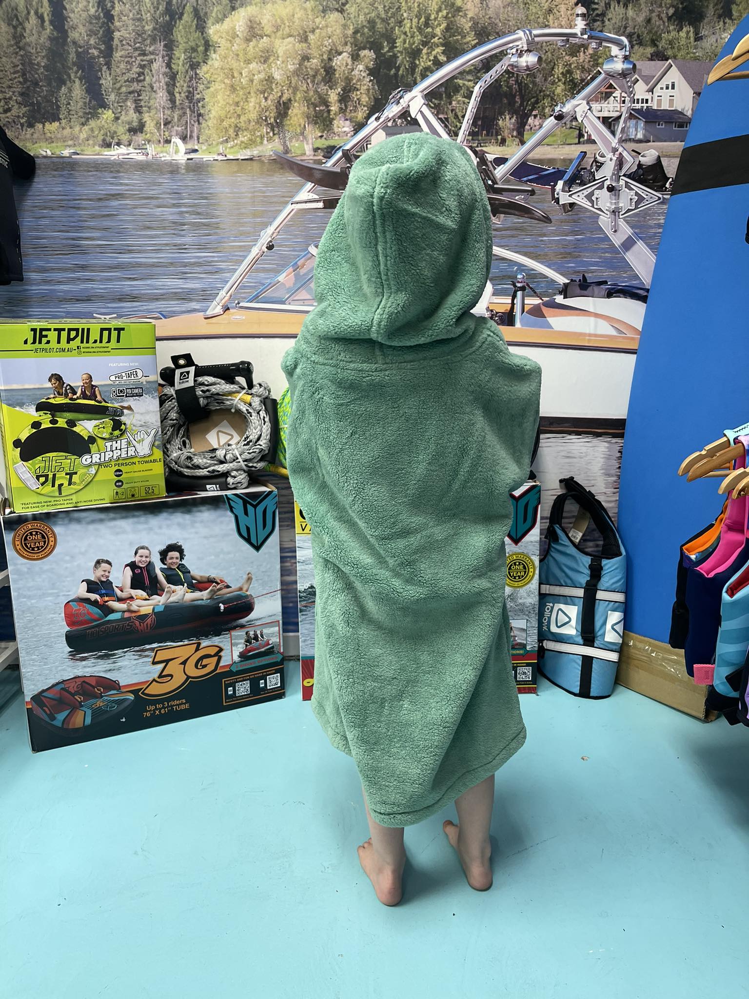 MYSTIC Kids Teddy Fleece Poncho - Soft & Cozy Sea Salt Green Blanket Cape for Boys & Girls - Perfect for Outdoor Play, Camping & Snuggling