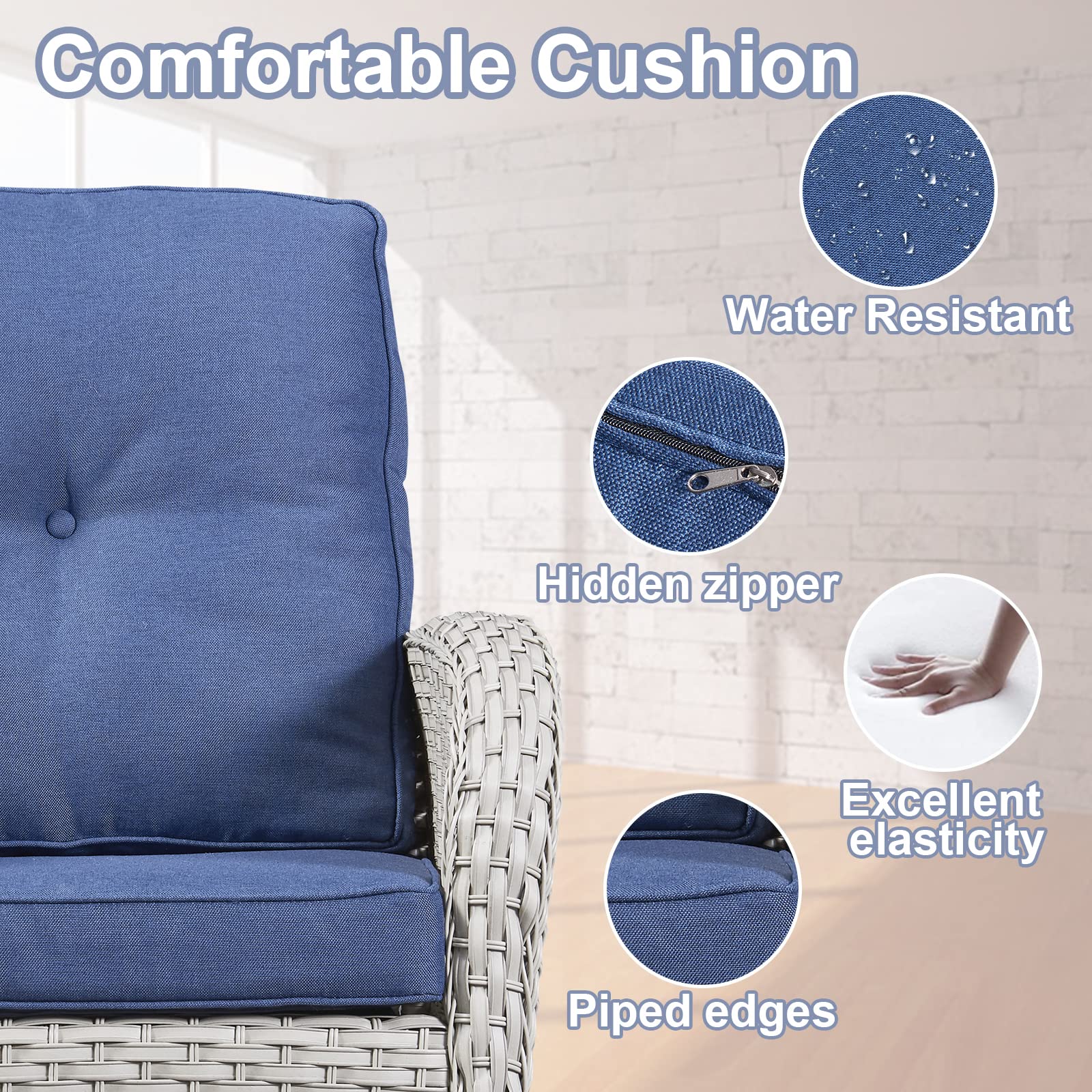 2-Piece Wicker Rocking Chair Set for Porch & Patio - Outdoor Rocking Chairs with Cushions & Side Table | Perfect for Backyard Relaxation, Garden Lounging & Front Porch Sitting