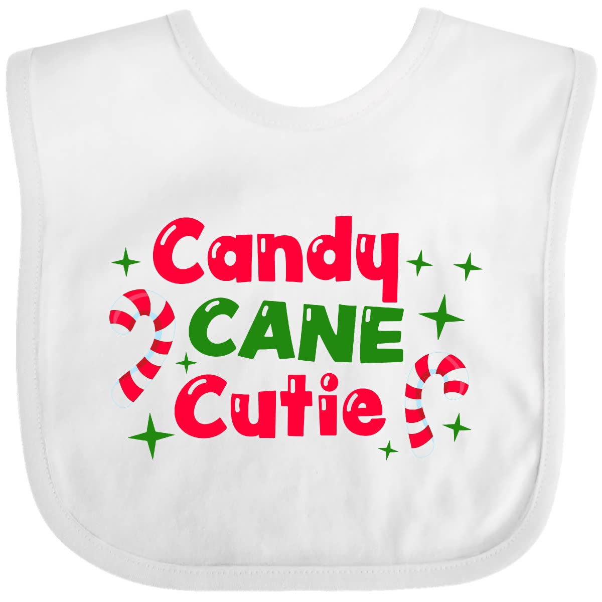 Inktastic Christmas Candy Cane Cutie Baby Bib - Adorable Holiday Infant Feeding Bib with Candy Cane Design - Perfect for Christmas Photos, Holiday Parties & Baby's First Christmas