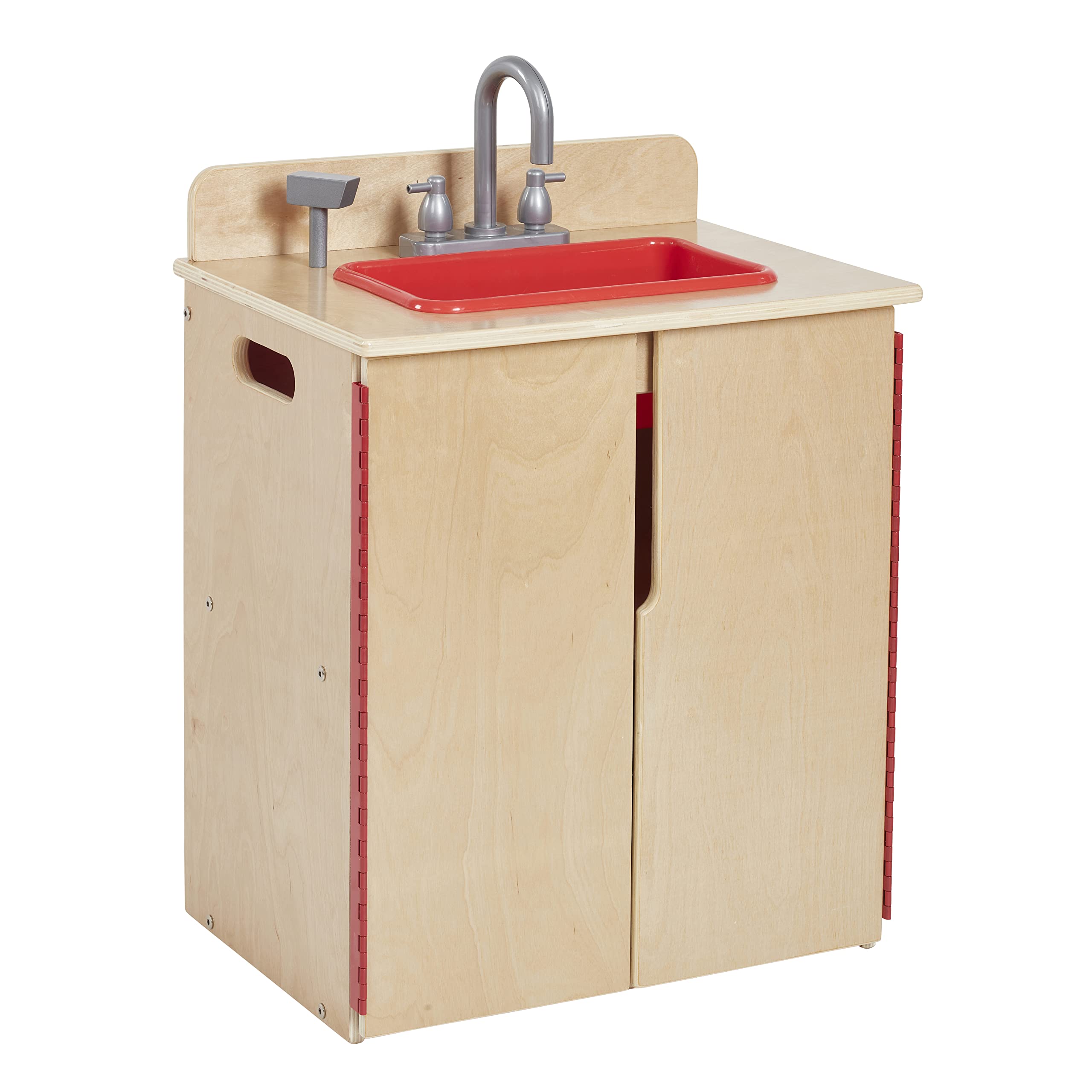 ECR4Kids Wooden Play Kitchen Sink Set - Natural Wood Pretend Play Sink for Kids - Perfect for Imaginative Play, Role-Playing & Early Childhood Development