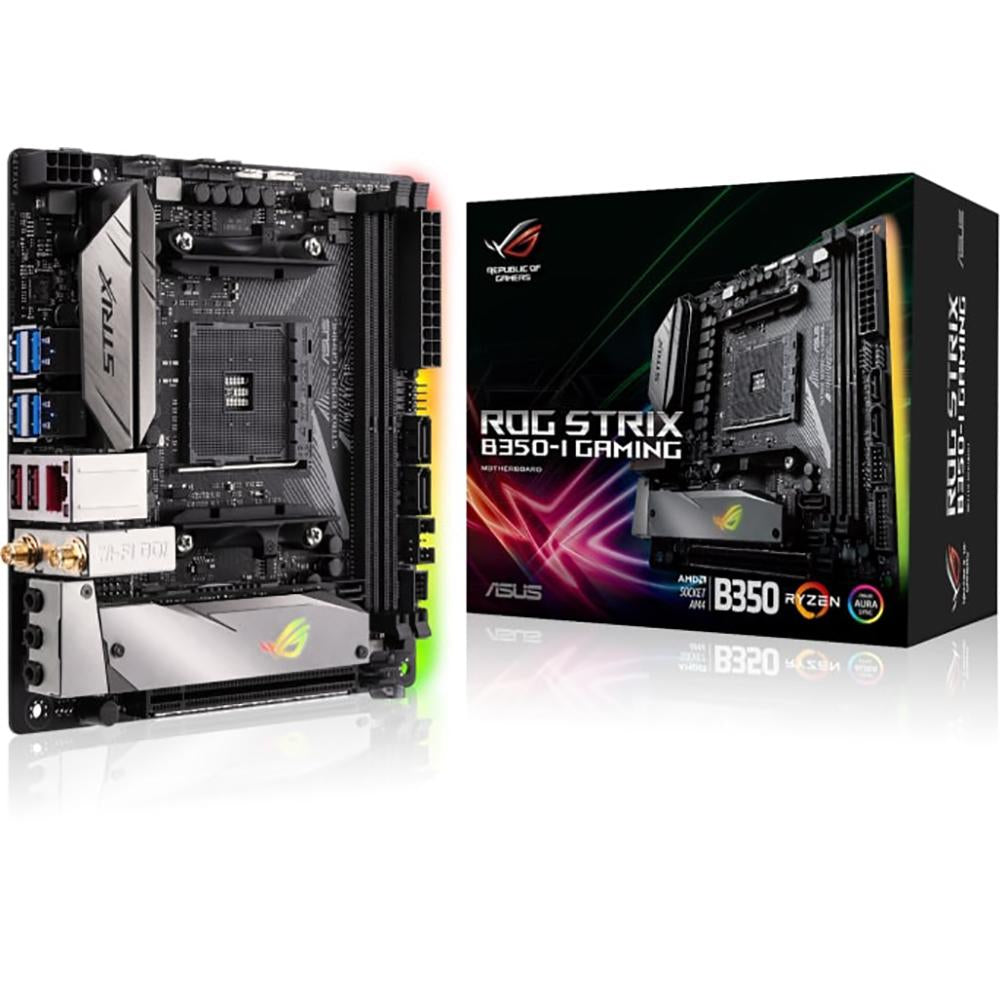 ASUS ROG STRIX B350-I Gaming AM4 Mini ITX Motherboard - AMD Ryzen Compatible, 32GB DDR4, PCIe 3.0 - Perfect for Compact Gaming PCs & Home Theater Builds