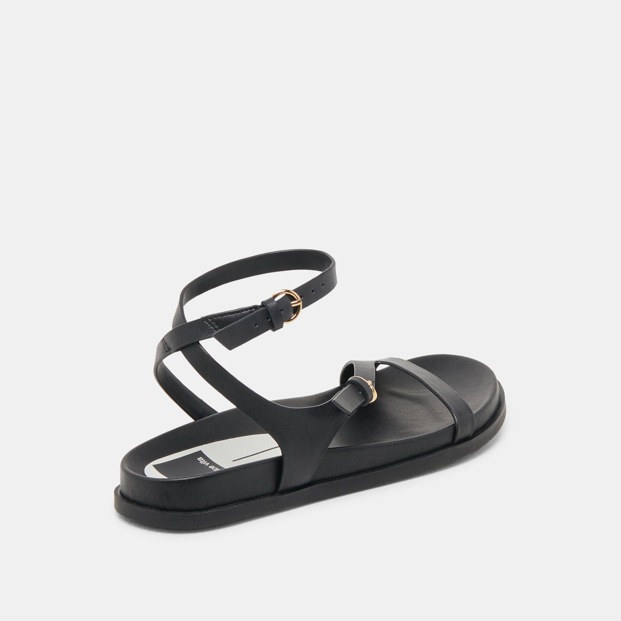 DARLIS Women's Black Leather Sandals - Comfortable & Stylish for Summer, Beach, and Casual Outings