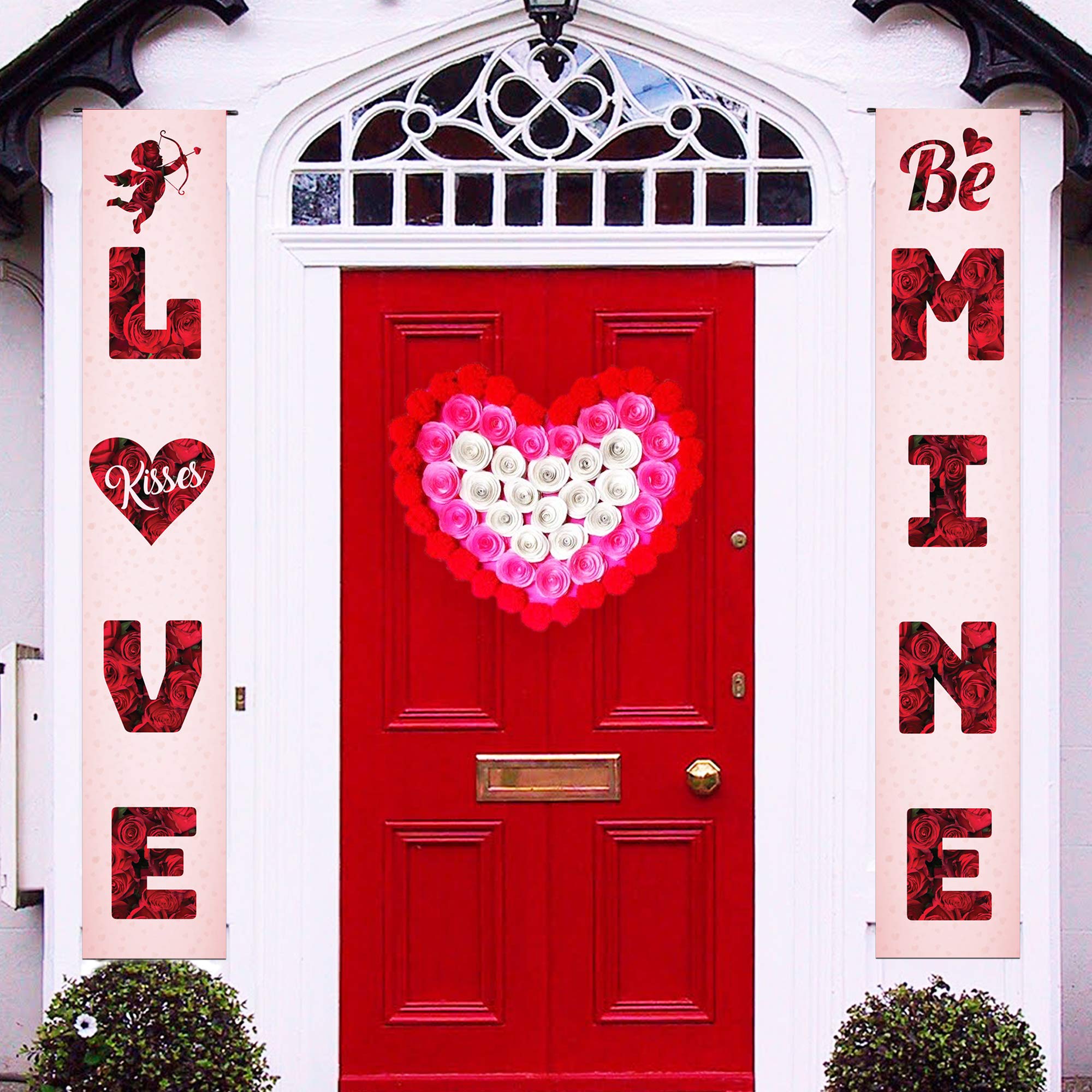 Katchon Large 72x12 Inch Pink and Red 'Love Be Mine' Banner | Romantic 'I Love You' Banner for Proposals, Engagements & Special Nights | Perfect for Valentine's Day, Anniversary Decor & Wedding Party Backdrop