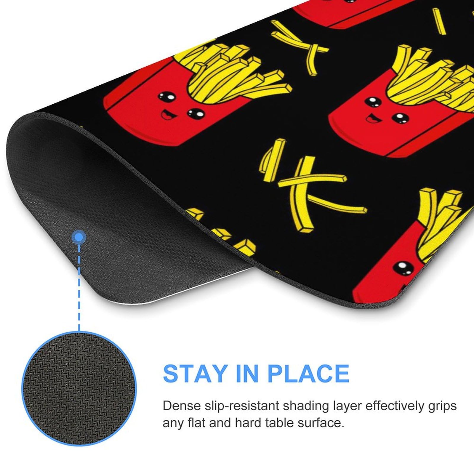 Stylish French Fries Mouse Pad - Non-Slip, Waterproof Gaming Mouse Mat for PC & Laptop - Durable Office & Home Desk Accessory (18x22cm) - Perfect for Gamers, Students & Remote Workers