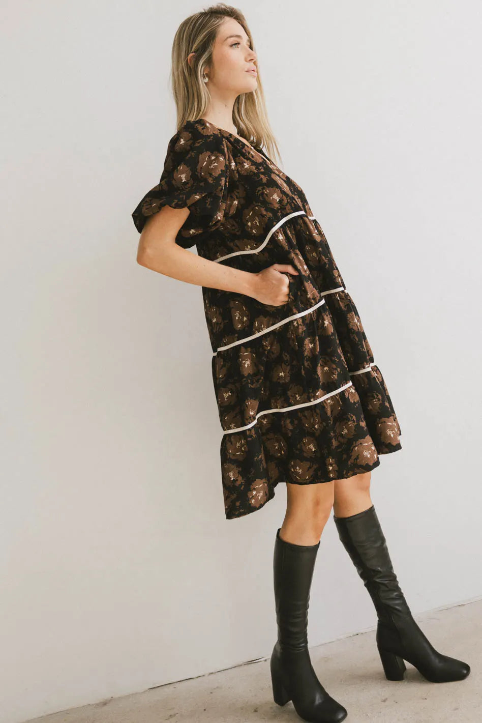 Ostella Floral Midi Dress - Women's Summer Boho Flowy Dress with Short Sleeves - Perfect for Beach Vacations, Date Nights & Garden Parties