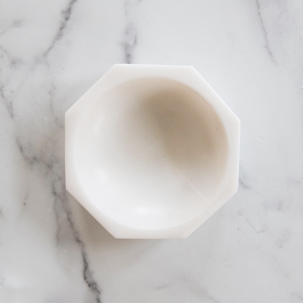 Elegant Marble Octagon Bowl - Medium Size for Home Decor, Kitchen & Dining | Perfect for Fruit, Salad, Candy Display & Centerpiece