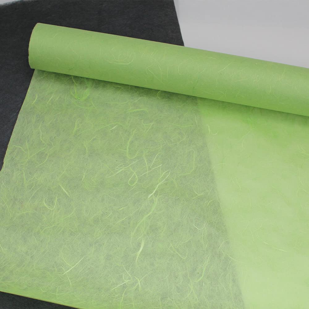 Premium Korean Traditional Mulberry Hanji Paper Roll - Natural Fiber Texture, Light Green (10.4