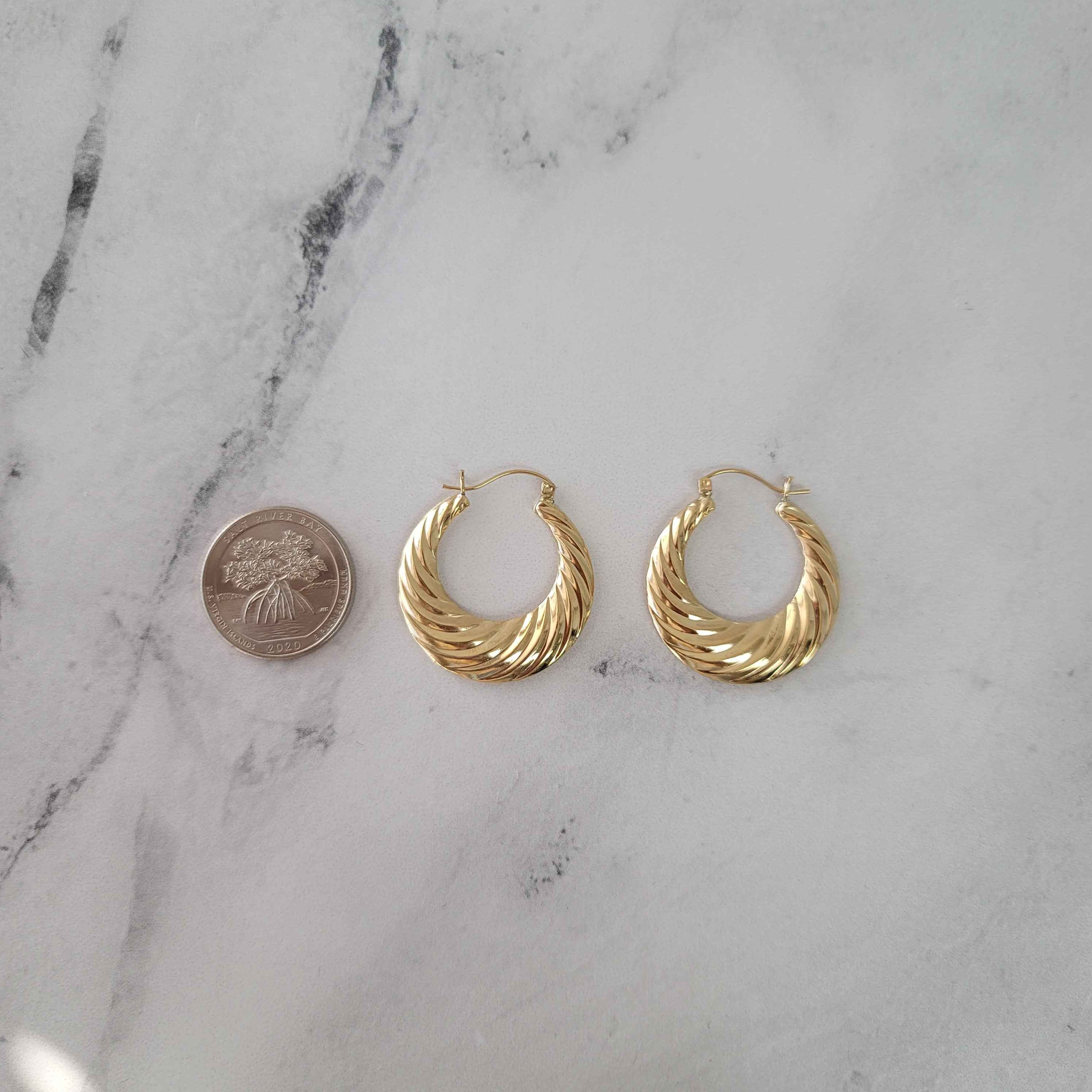 Elegant Polished Shrimp Creole Hoop Earrings for Women - Vintage Gold Dangle Earrings for Party, Wedding & Everyday Wear