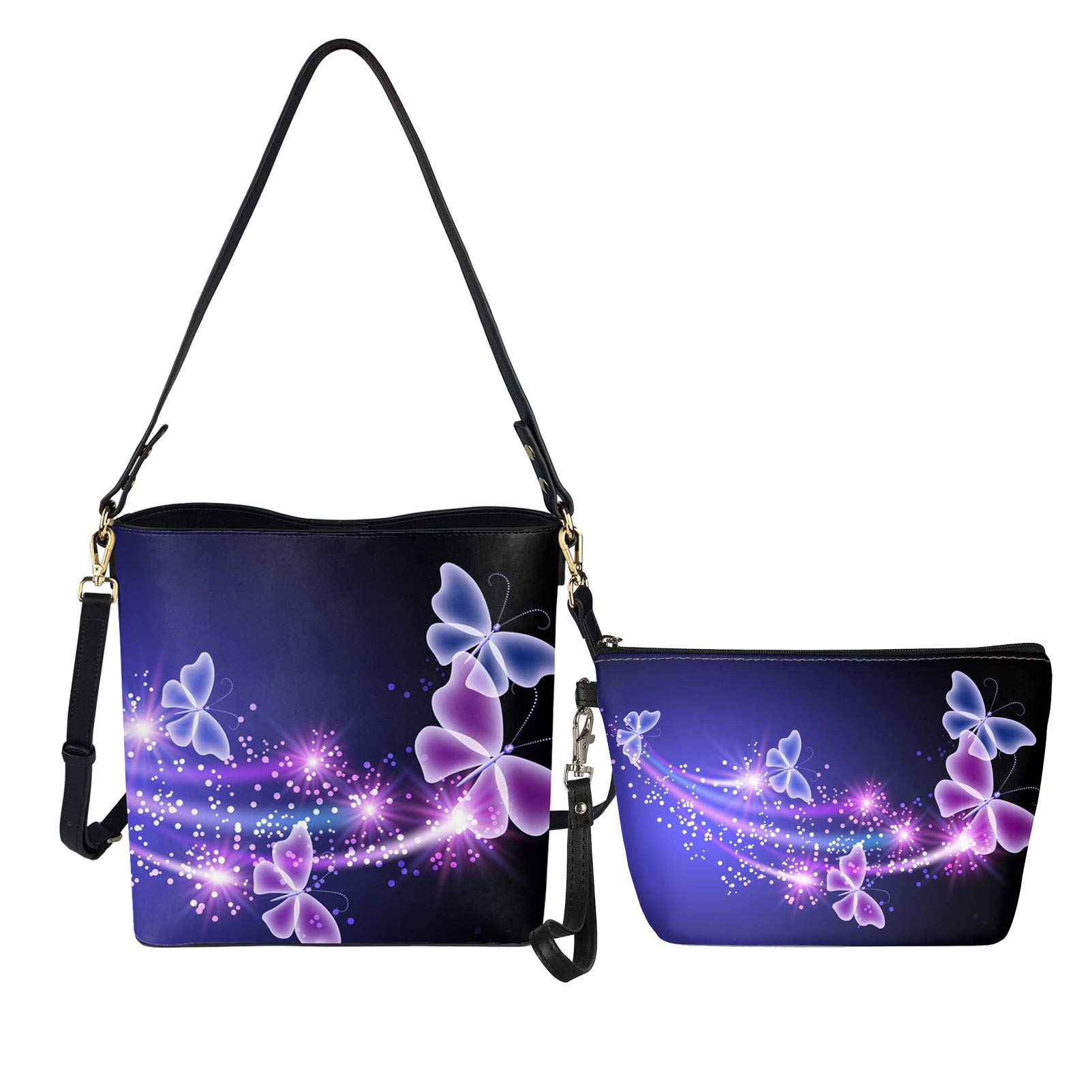 Xhuibop 2-Piece Leather Tote Purse & Cosmetic Bag Set for Women - Stylish Handbag & Makeup Organizer - Perfect Gift for Work, Travel & Daily Use