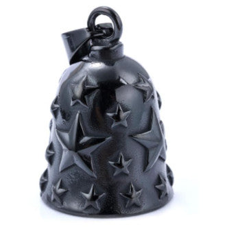 Black Stars Motorcycle Bell - Guardian Bell for Bikers, Protection Charm for Harley, Cruiser & Chopper Riders - Perfect Gift for Motorcycle Enthusiasts (Use on Handlebars for Road Safety & Good Luck)
