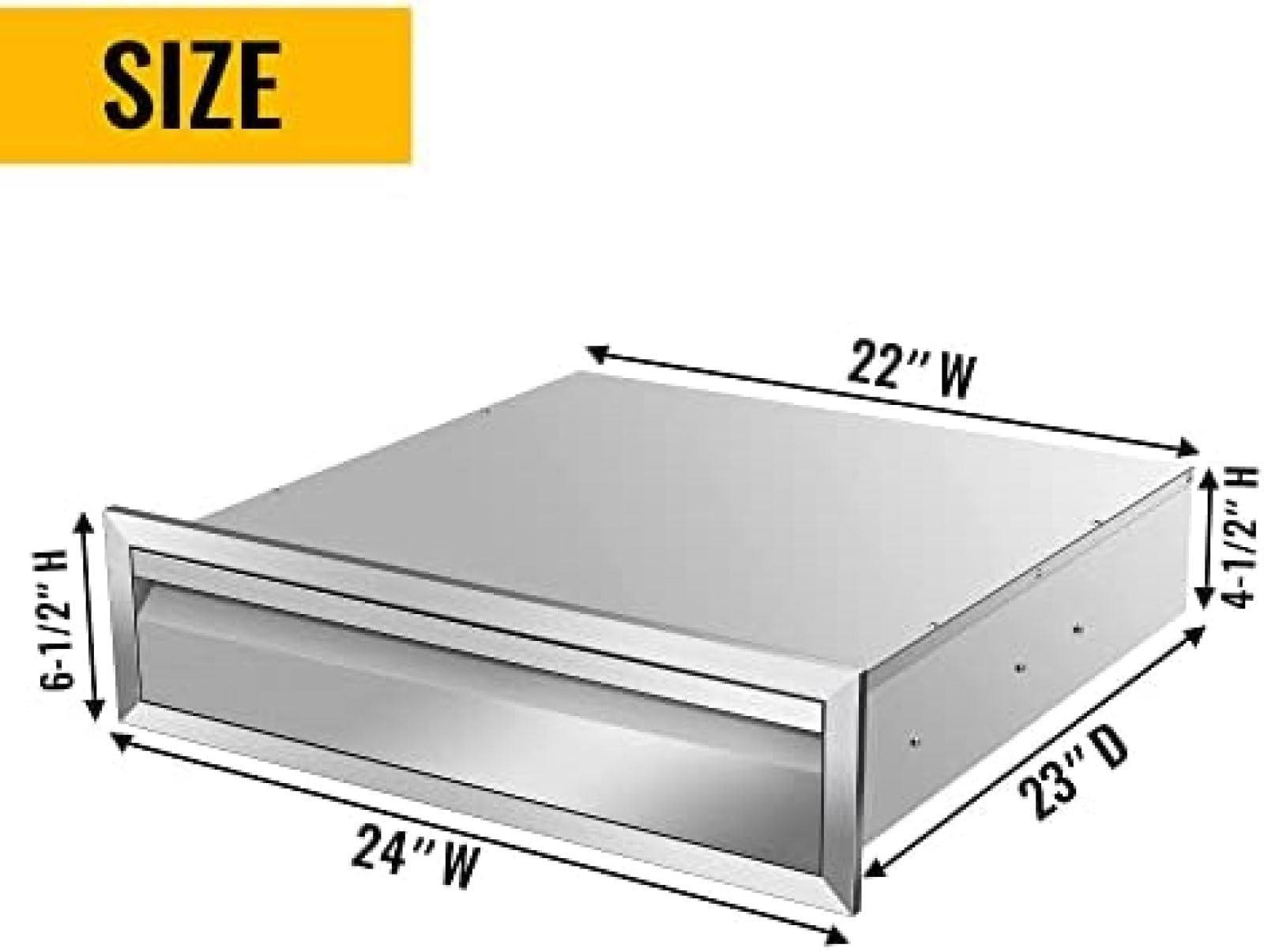 Stainless Steel Outdoor Kitchen Drawers - Flush Mount Double BBQ Access Drawers with Recessed Handle - 24W x 6.5H x 23D Inch - Perfect for BBQ Islands, Grill Stations & Outdoor Kitchen Organization
