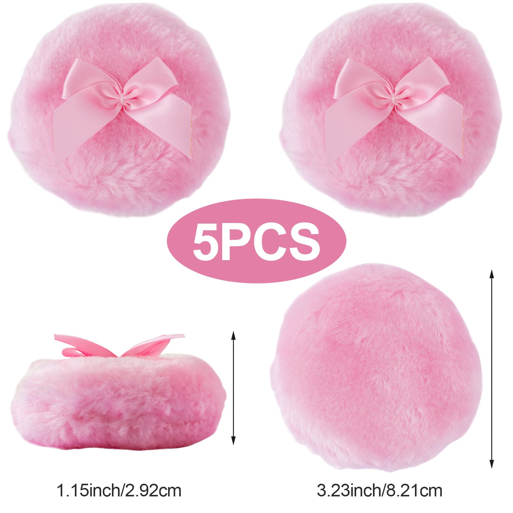 PAGOW 5-Piece Premium Body Powder Puff Set - Soft & Fluffy Makeup Sponge for Smooth Application - Perfect for Loose Powder, Baby Powder & Talc-Free Body Powder Application