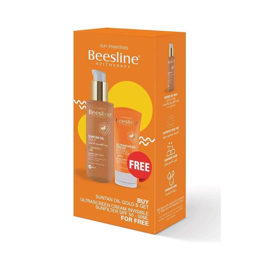 Premium Sun Tan Oil Gold 200ml & Ultra Screen SPF50 Sunscreen Cream 30ml - Tropical Vacation Essential for Beach, Pool & Outdoor Activities