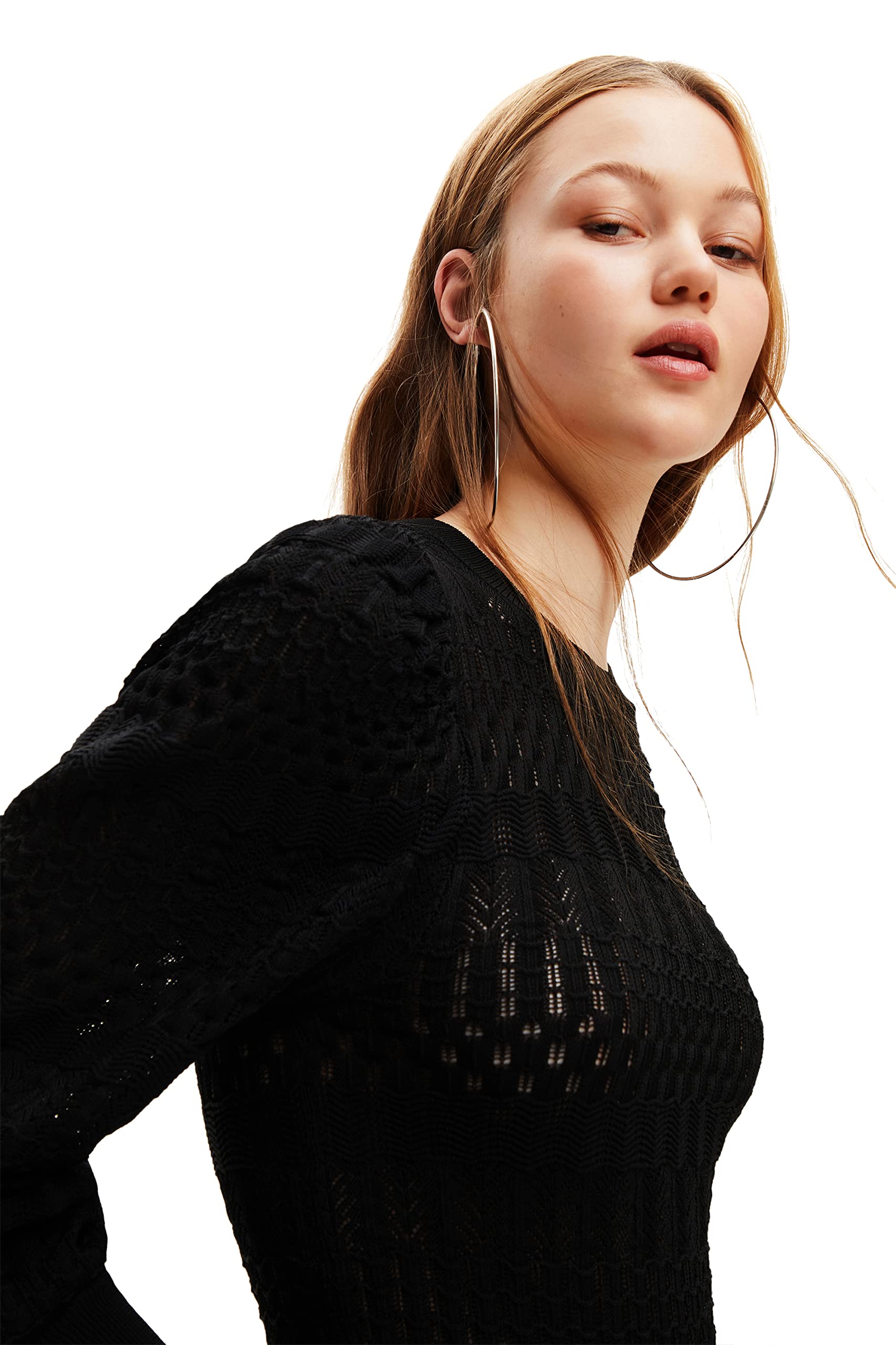 Desigual Women's Long Sleeve Knit Sweater - Cozy Pullover for Fall & Winter - Perfect for Casual Outings, Office Wear & Holiday Gatherings