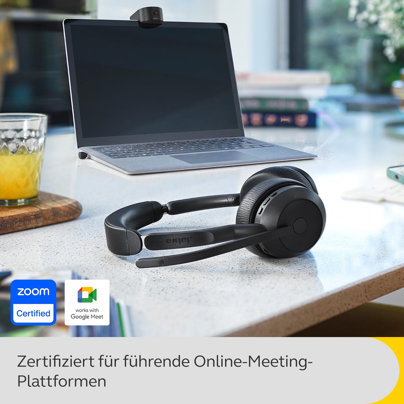 Jabra Evolve2 55 Wireless Stereo Headset with Charging Dock - Noise Cancelling Mic & ANC - UC Compatible (Zoom, Google Meet) - Air Comfort Ear Cushions - Black - Perfect for Office Calls, Remote Work & Video Conferencing