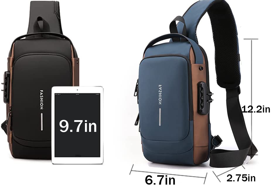 USB Charging Anti-Theft Waterproof Crossbody Sling Bag - Sport Shoulder Chest Daypack for Hiking, Travel & Gym - with Secure Zipper & Phone Charging Port
