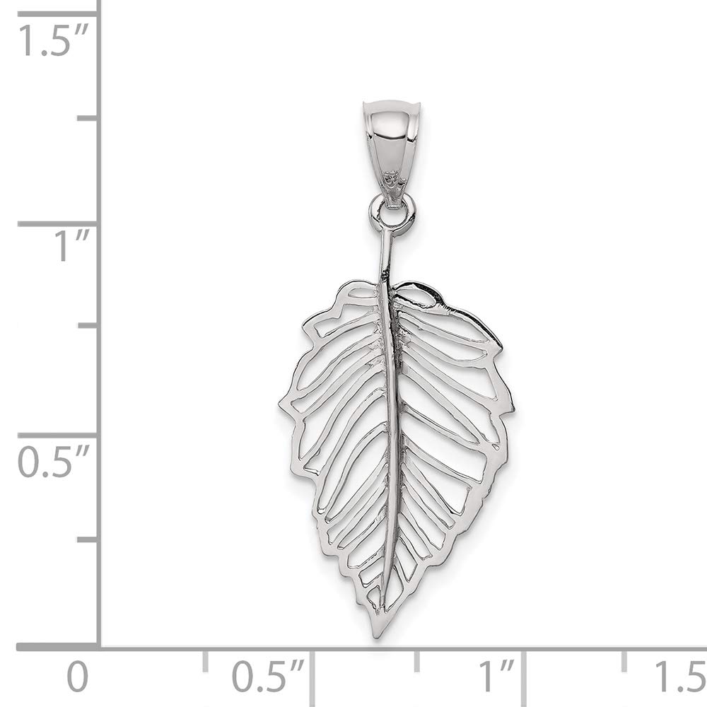 14K White Gold Polished Leaf Charm Pendant - Elegant Jewelry Gift for Women, Perfect for Necklaces & Bracelets - Birthday, Anniversary, Mother's Day