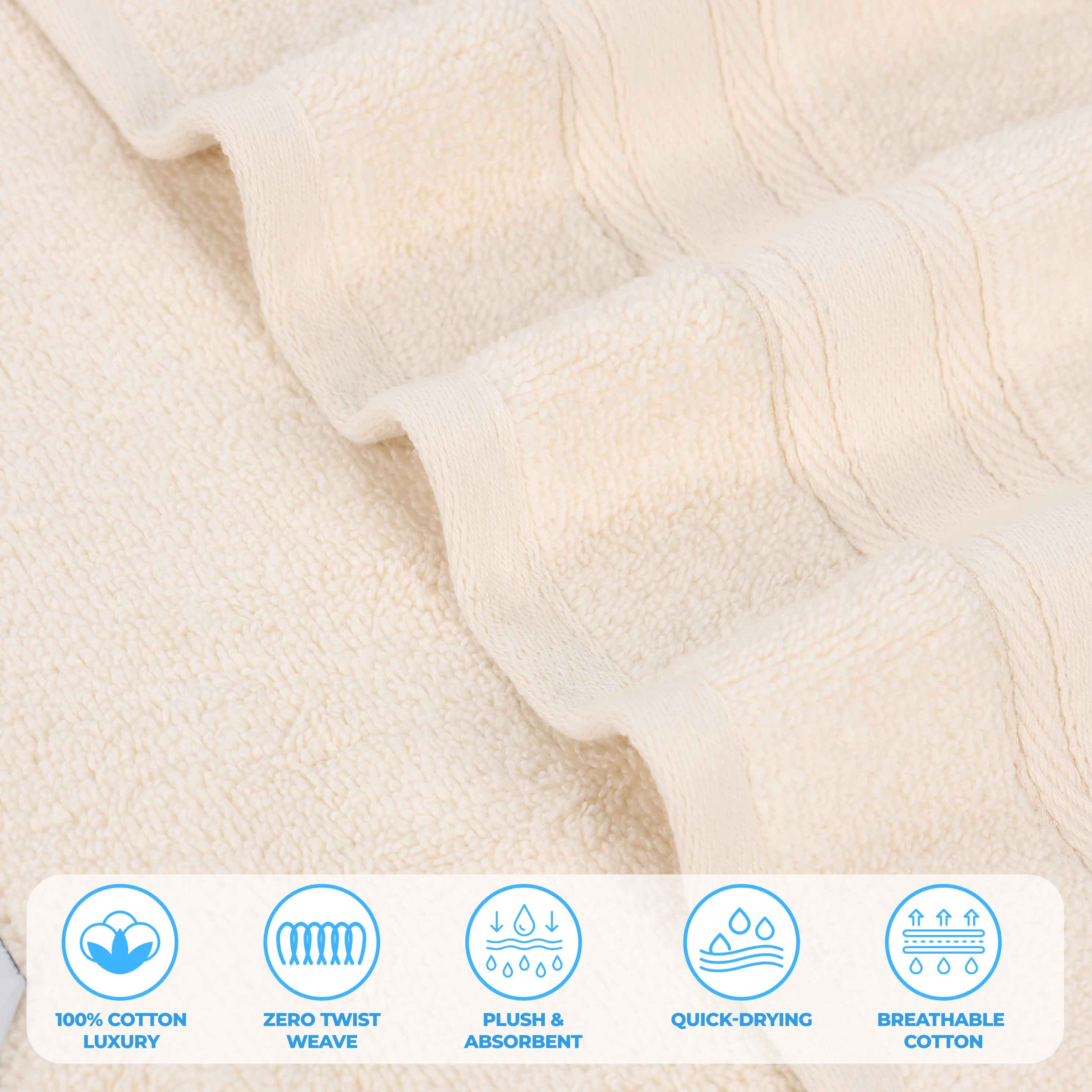 Belmont Zero Twist Cotton Medium Weight Absorbent 3-Piece Bath Towel Set | Soft & Quick-Drying | Perfect for Bathroom, Spa & Gym Use