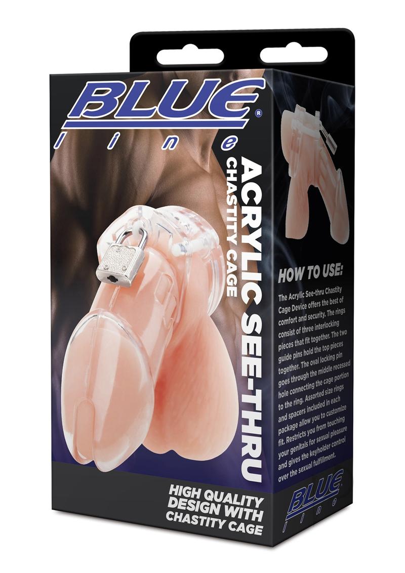 Clear Acrylic Chastity Cage for Men - Comfortable & Breathable Lockable Device for BDSM, Bondage & Male Chastity Play - Perfect for Couples, Roleplay & Adult Toys Collection