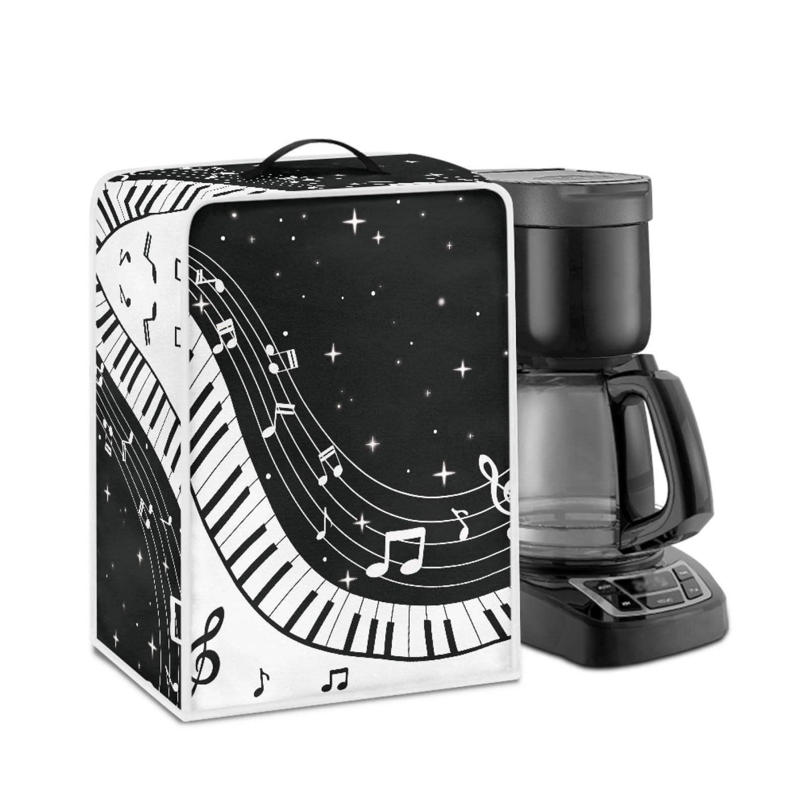 GLENLCWE White Music Note Piano Coffee Machine Cover - Stain & Dust Protection for Coffee Maker, Stand Mixer, Juice Maker - Washable Appliance Dust Cover for Kitchen & Home Use
