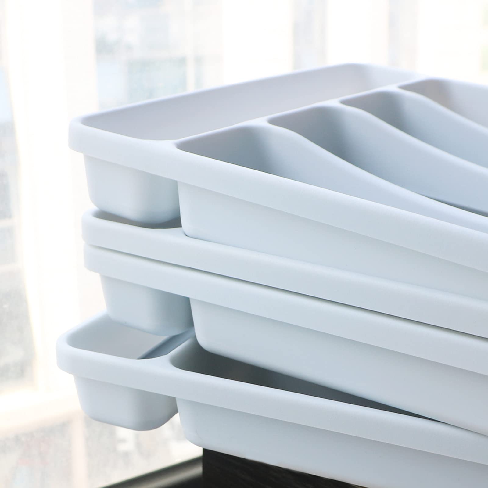 30-Piece Stainless Steel Rainbow Silverware Set with 5-Compartment Tray - Flat Handle Cutlery Set for 6 - Dishwasher Safe Mirror Finished Utensils for Home, Restaurant & Party Dining
