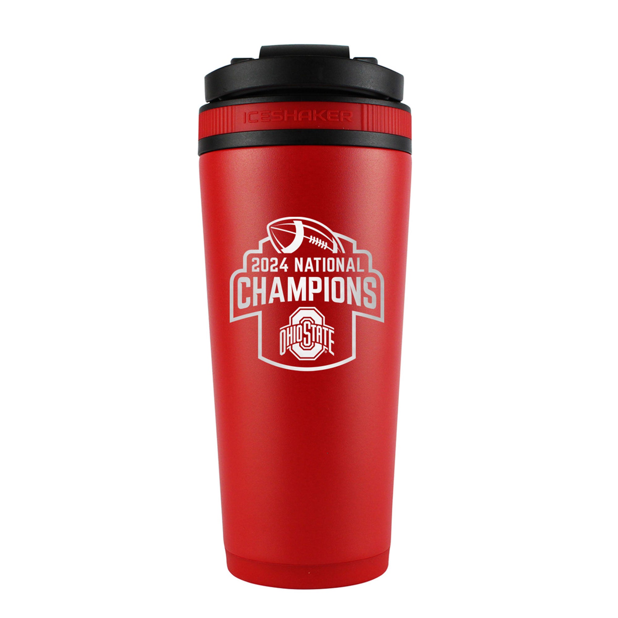 Official Ohio State 2024 National Champions 26oz Stainless Steel Insulated Ice Shaker Bottle - Red | Perfect for Gym, Workouts & Outdoor Activities
