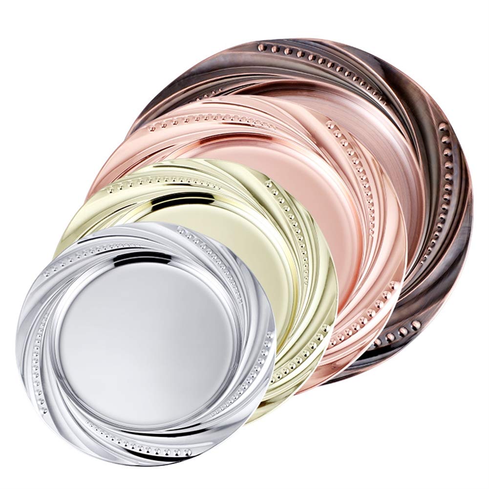 Oncefirst 6-Piece Round Beaded Silver Charger Plates Set - 9.4 Inch Decorative Dinner Plates for Wedding, Party & Holiday Table Decor - Elegant Service Plates for Dining Table Centerpieces