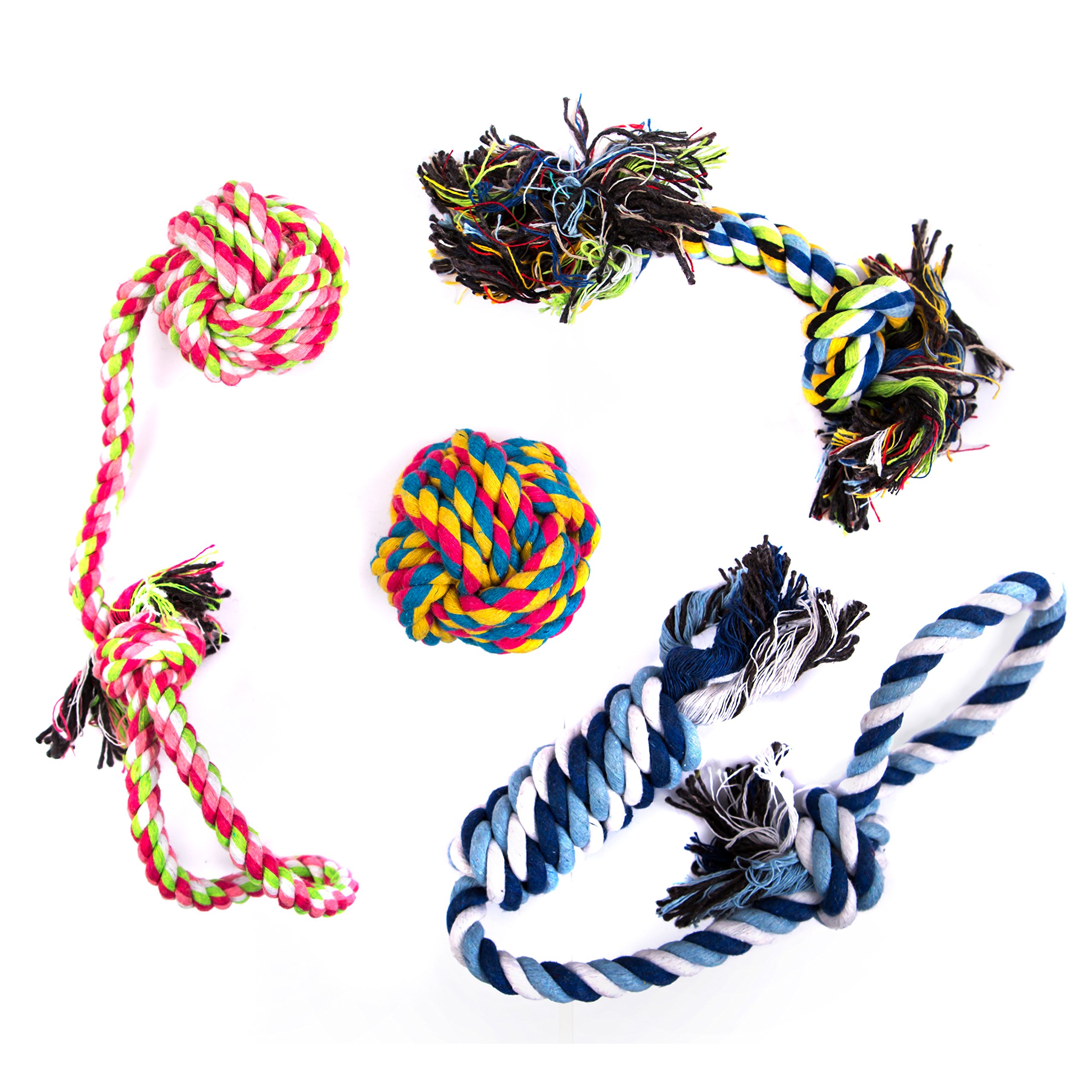 **FunnyBall Durable Dog Rope Toy for Puppies, Medium Dogs & Cats – Thick Knot Chew Toy for Teething, Anxiety Relief & Stress – Set of 4 – Perfect for Playtime, Training & Indoor/Outdoor Fun**
