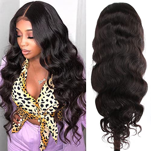 ISEE 16 Inch Body Wave Transparent Lace Front Wig - 180% Density Brazilian Human Hair with 4x4 Glueless Lace Closure, Pre-Plucked Bleached Knots - Perfect for Black Women | Great for Daily Wear, Special Occasions & Protective Styling
