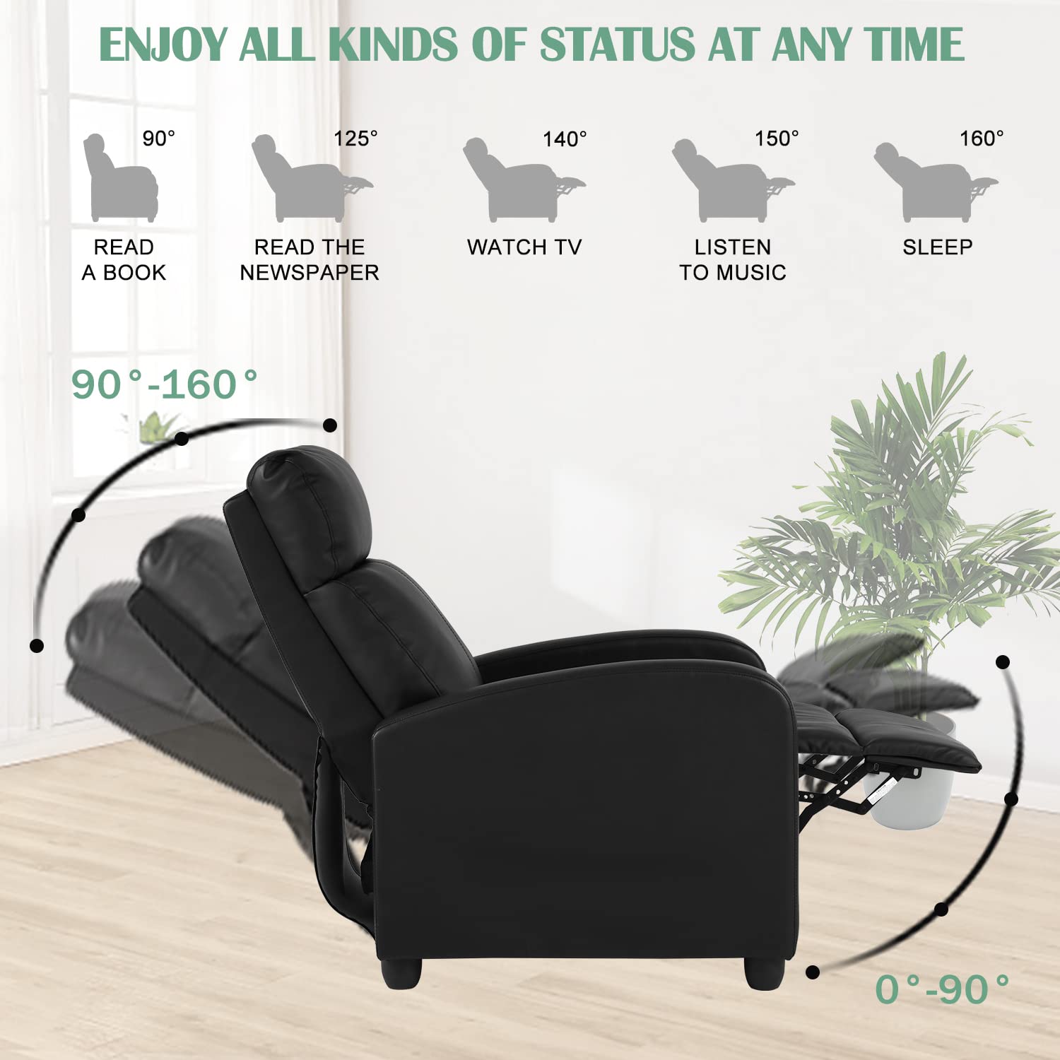 PU Leather Massage Recliner Chair for Adults - Ergonomic Home Theater Reclining Sofa with Padded Seat & Backrest - Perfect for Living Room, Home Theater & Lounge Relaxation