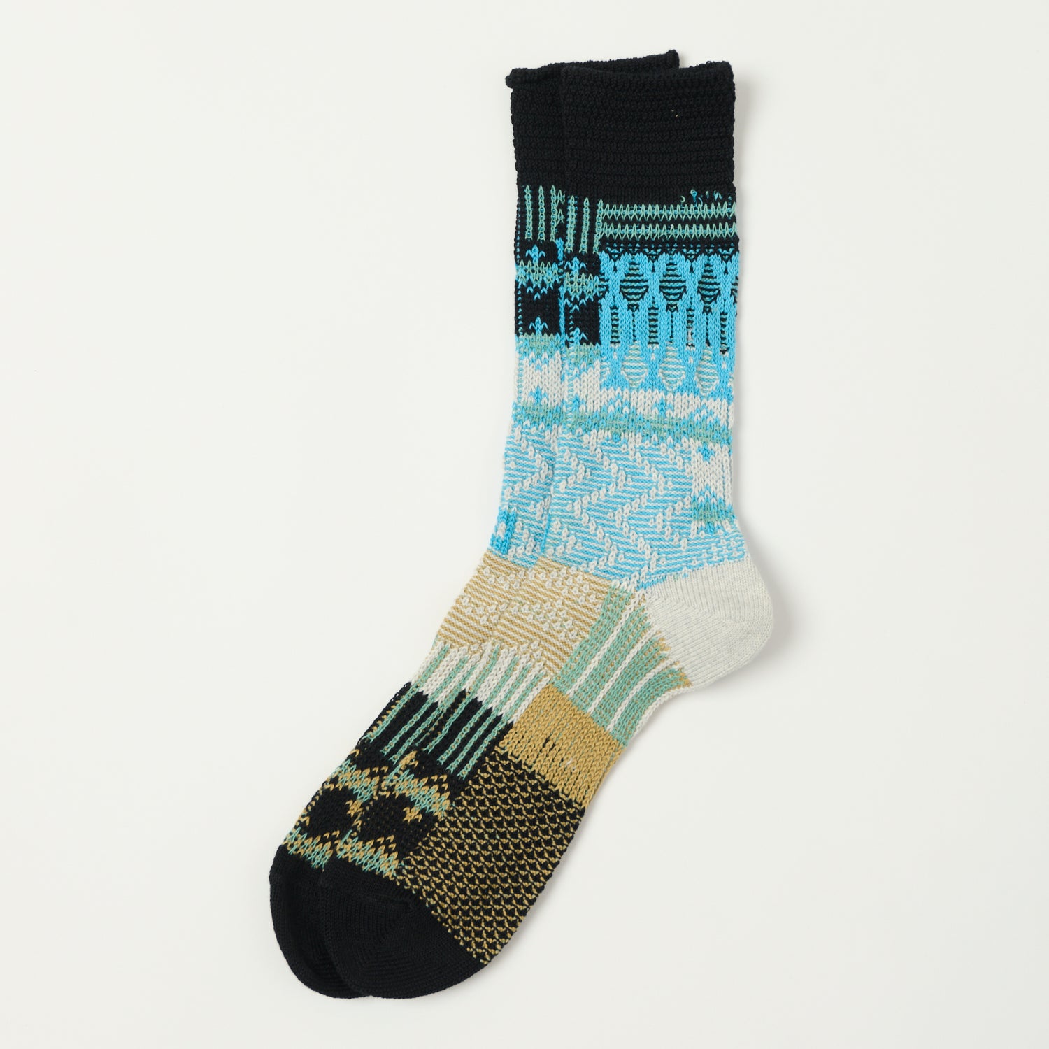 Anonymous Ism Multi Links Jacquard Crew Socks - Black | Stylish & Comfortable Unisex Socks for Casual Wear, Work & Everyday Outfits