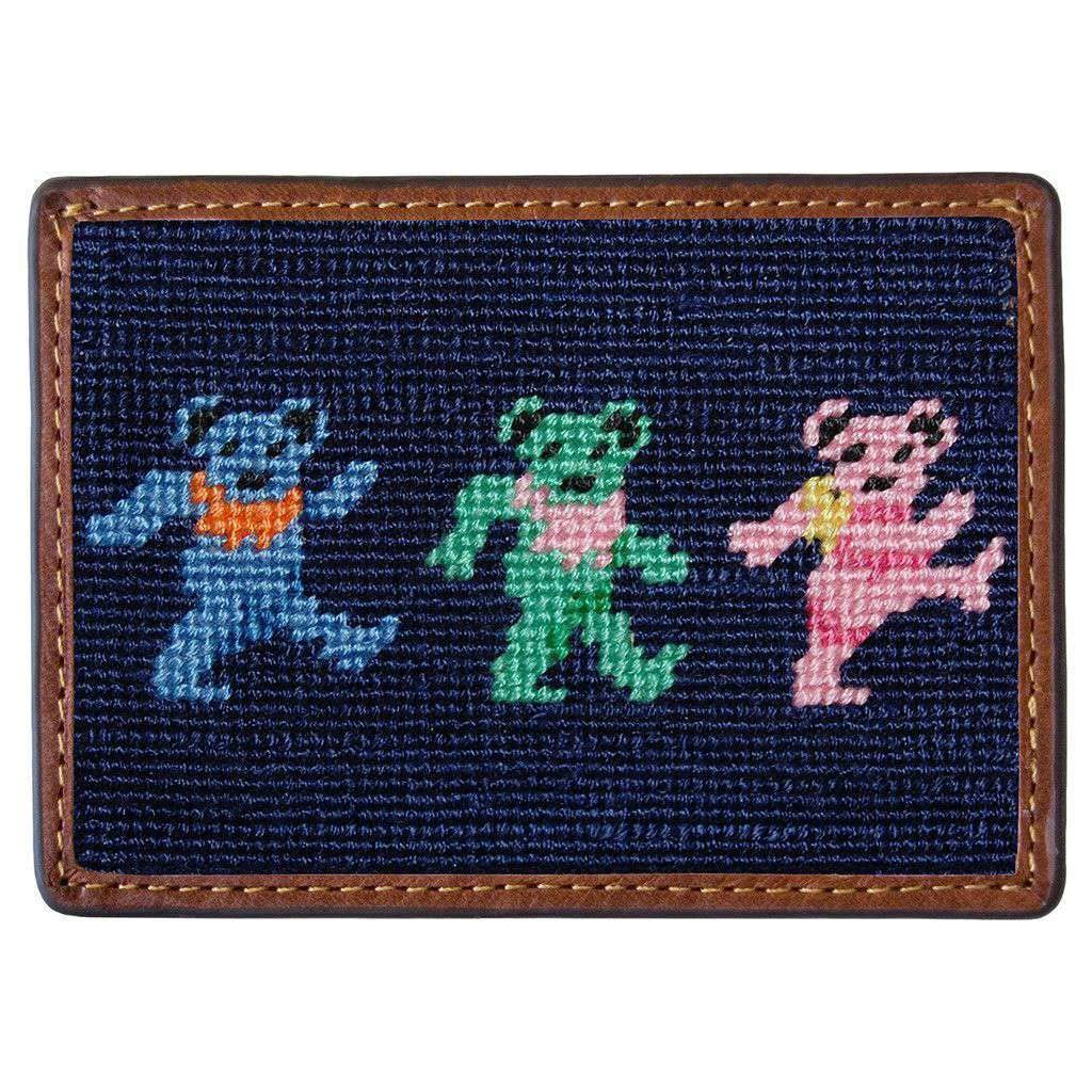Smathers & Branson Dancing Bears Needlepoint Credit Card Wallet - Stylish Leather Card Holder for Men & Women | Perfect for Travel, Shopping, and Everyday Use