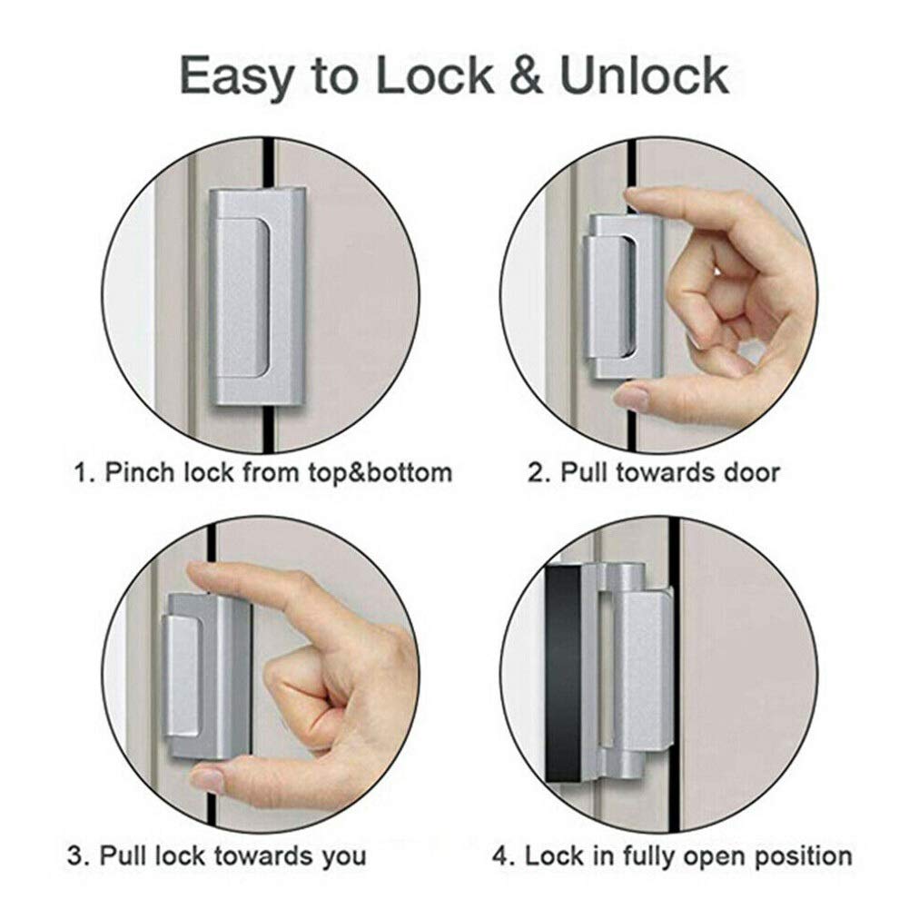 Heavy Duty Aluminum Alloy U-Shaped Door Reinforcement Lock - Security Door Defender for Home Safety, Child Proof Door Stopper (Chrome Finish) - Perfect for Apartments, Offices & Child-Safe Homes