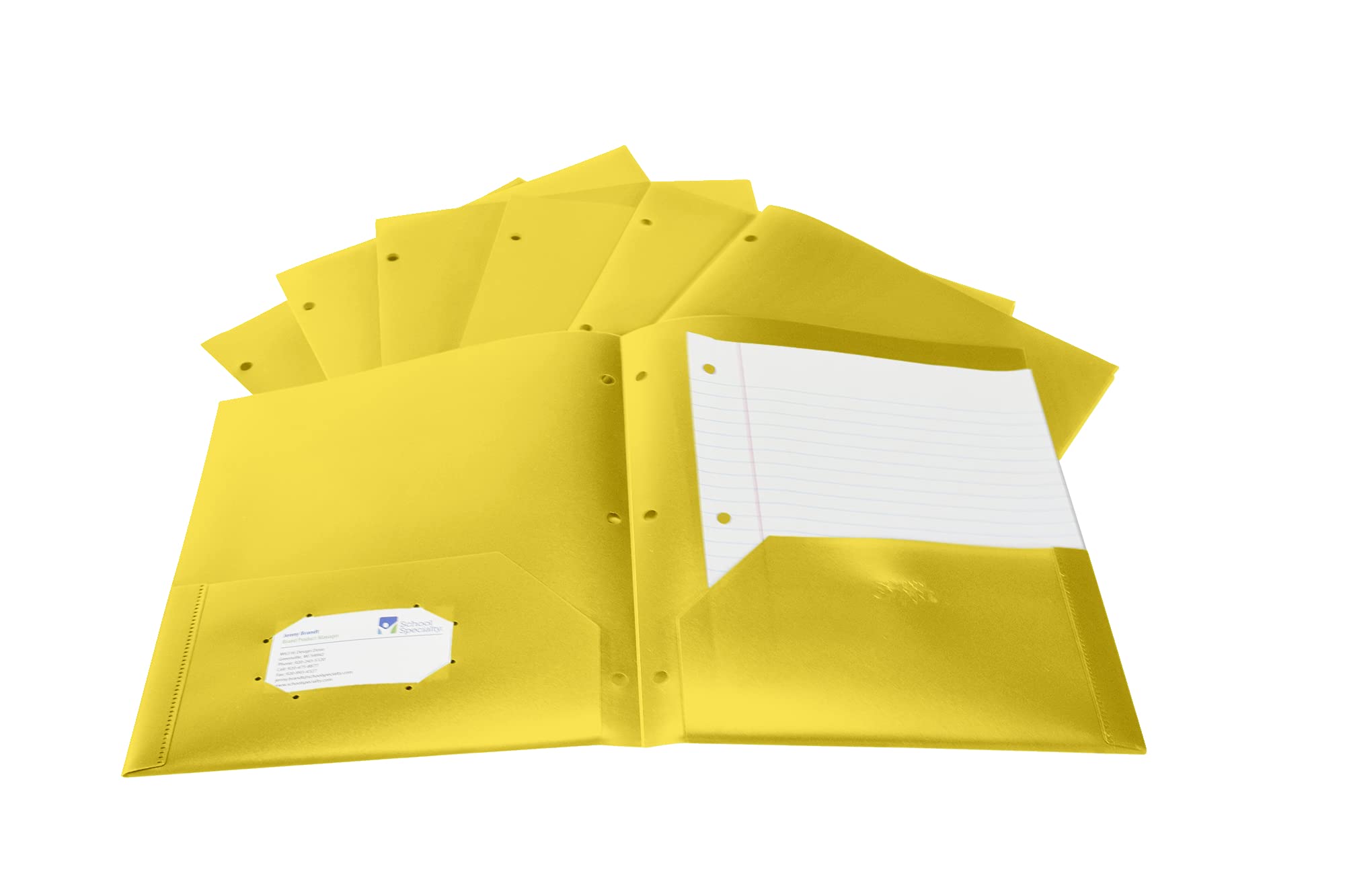 School Smart 2-Pocket Poly Folders with 3-Hole Punch - Yellow (Pack of 25) - Durable Plastic Folders for Classroom Organization, Homework, and Office Filing