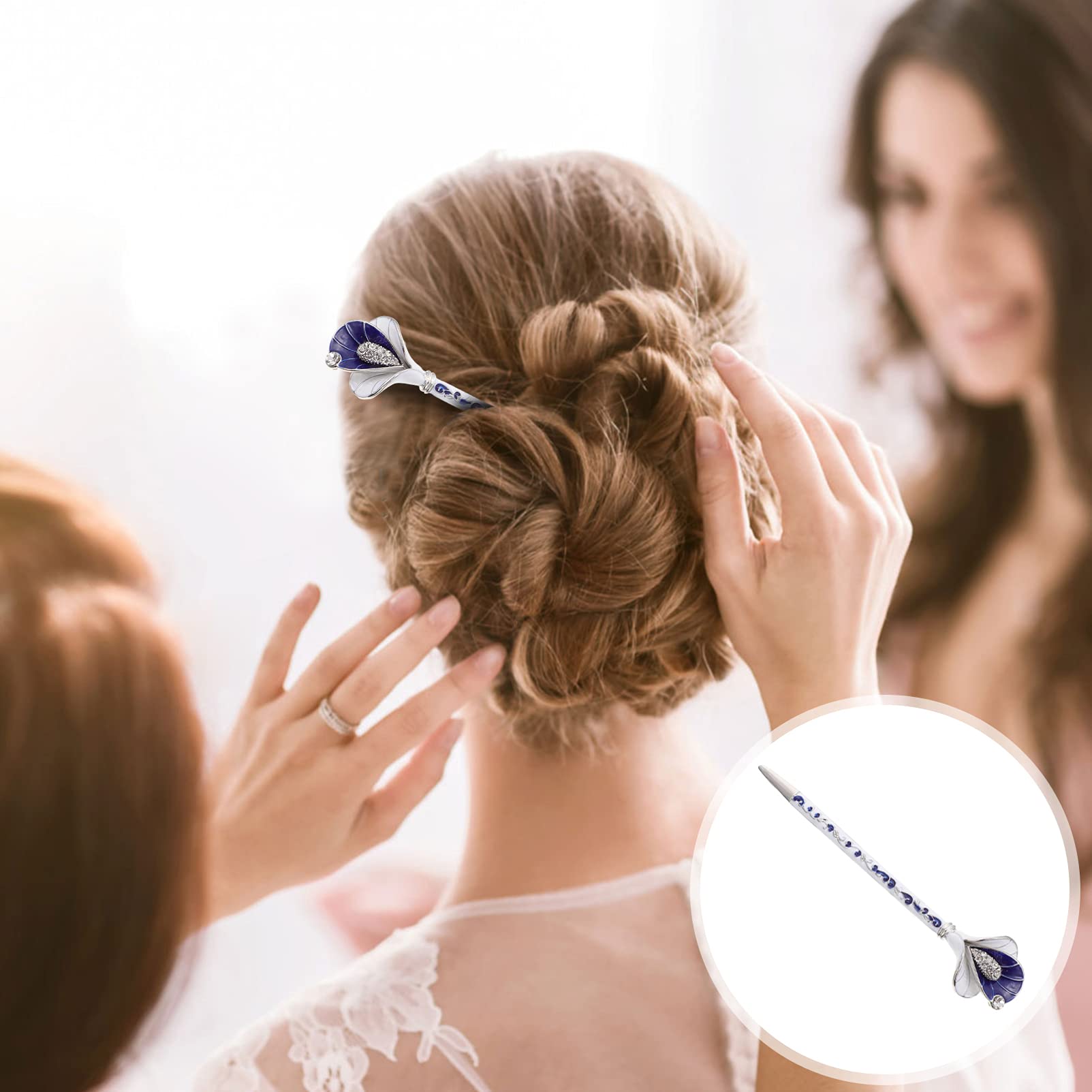 Beaupretty Rhinestone Hair Stick - Chinese Style Hair Bun Chopstick, Flower Hair Pin for Women, Traditional Antique Hair Barrettes, Hanfu Hair Accessory - Perfect for Weddings, Cosplay, and Traditional Chinese Costume Styling