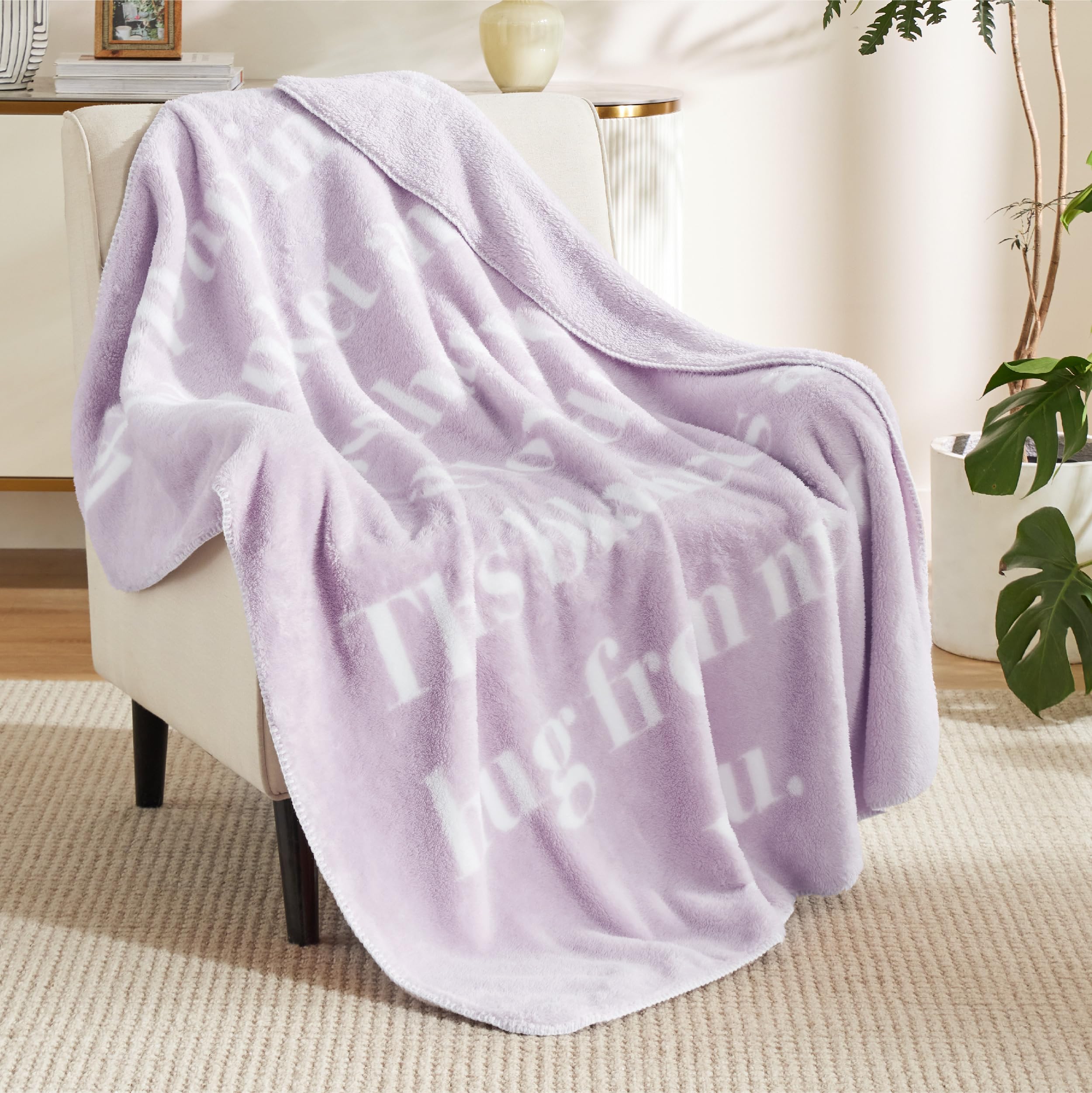 Bedsure Purple Inspirational Throw Blanket for Women - 50x60 Inch Soft Healing Blanket with Uplifting Words, Perfect Get Well Gift for Surgery Recovery, Cancer Care, Elderly & Adults - Ideal for Comfort, Relaxation & Emotional Support at Home or Hospital