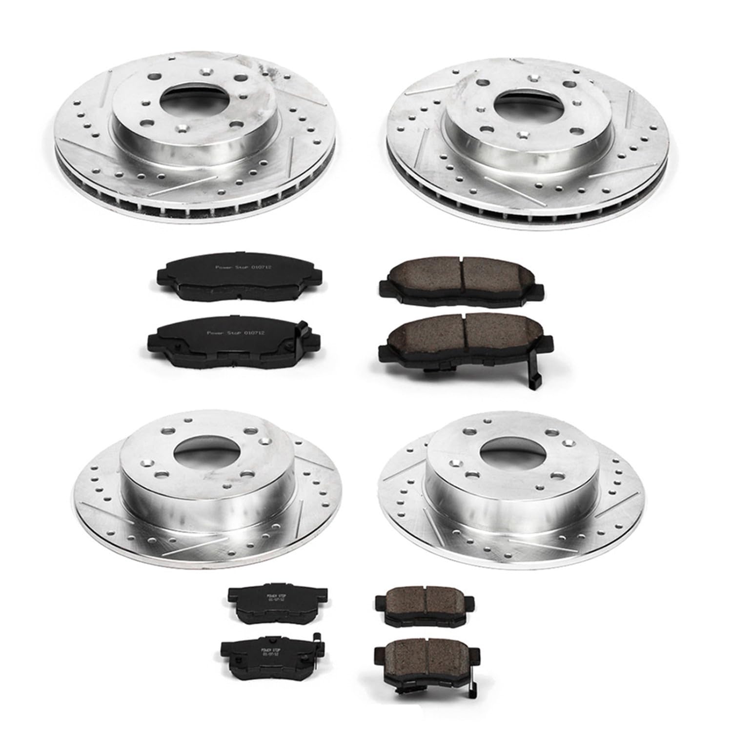 Power Stop K1240 Z23 Carbon Fiber Brake Pads & Drilled/Slotted Rotors Kit - Compatible with 1998-1999 Acura CL & 1998-2002 Honda Accord | High-Performance Braking for City Driving & Highway Safety