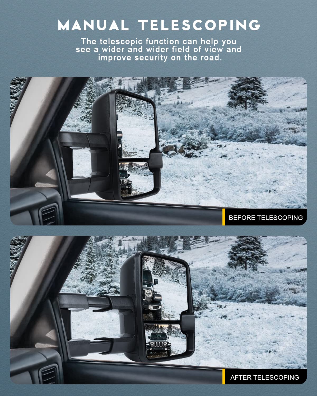 OCPTY Power Heated Towing Mirrors with LED Turn Signal - Compatible with 2003-2006 Chevy, GMC Sierra, Yukon XL, Yukon Denali & Cadillac Escalade Pickup Trucks - Perfect for Towing, Off-Roading & Enhanced Visibility
