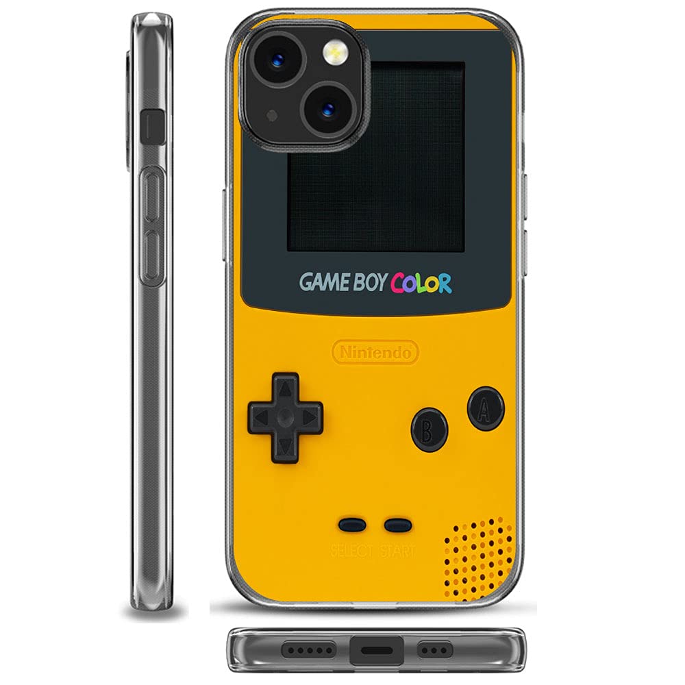 La Belle Case Yellow Gameboy Style Clear TPU Case for iPhone 13 (2021) - Slim Flexible Shockproof Protective Cover - Perfect for Gaming Enthusiasts & Retro Lovers