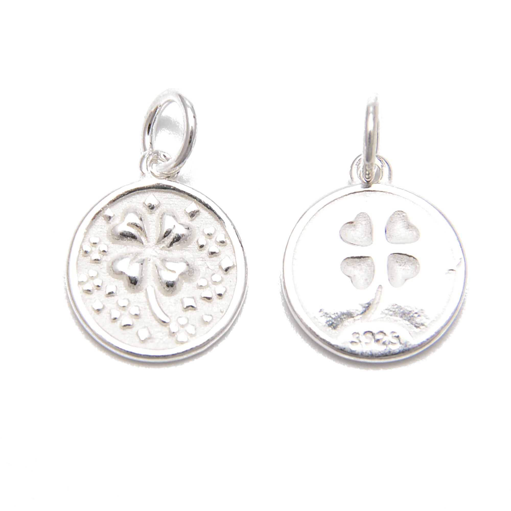 925 Sterling Silver Four Leaf Clover Charm Pendant Necklace - 12x19mm Lucky Irish Jewelry (3Pcs/Bag) for St. Patrick's Day Gifts & Everyday Wear