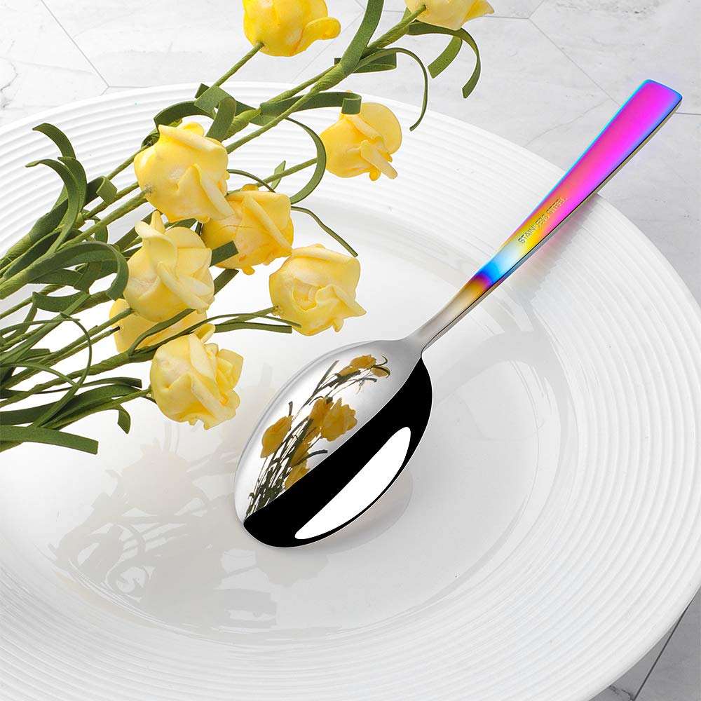20-Piece Rainbow Silverware Dinnerware Set - Stainless Steel Flatware Cutlery Set with Gradient Color Handles for Wedding, Home, Hotel & Restaurant Use - Service for 4 People - Perfect for Dinner Parties, Bridal Showers & Special Occasions