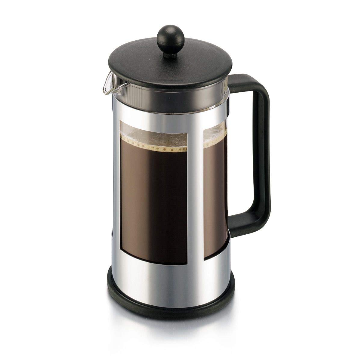 Bodum Kenya 8-Cup French Press Coffee Maker - 34 Oz Stainless Steel Black - Perfect for Home, Office & Camping Coffee Brewing
