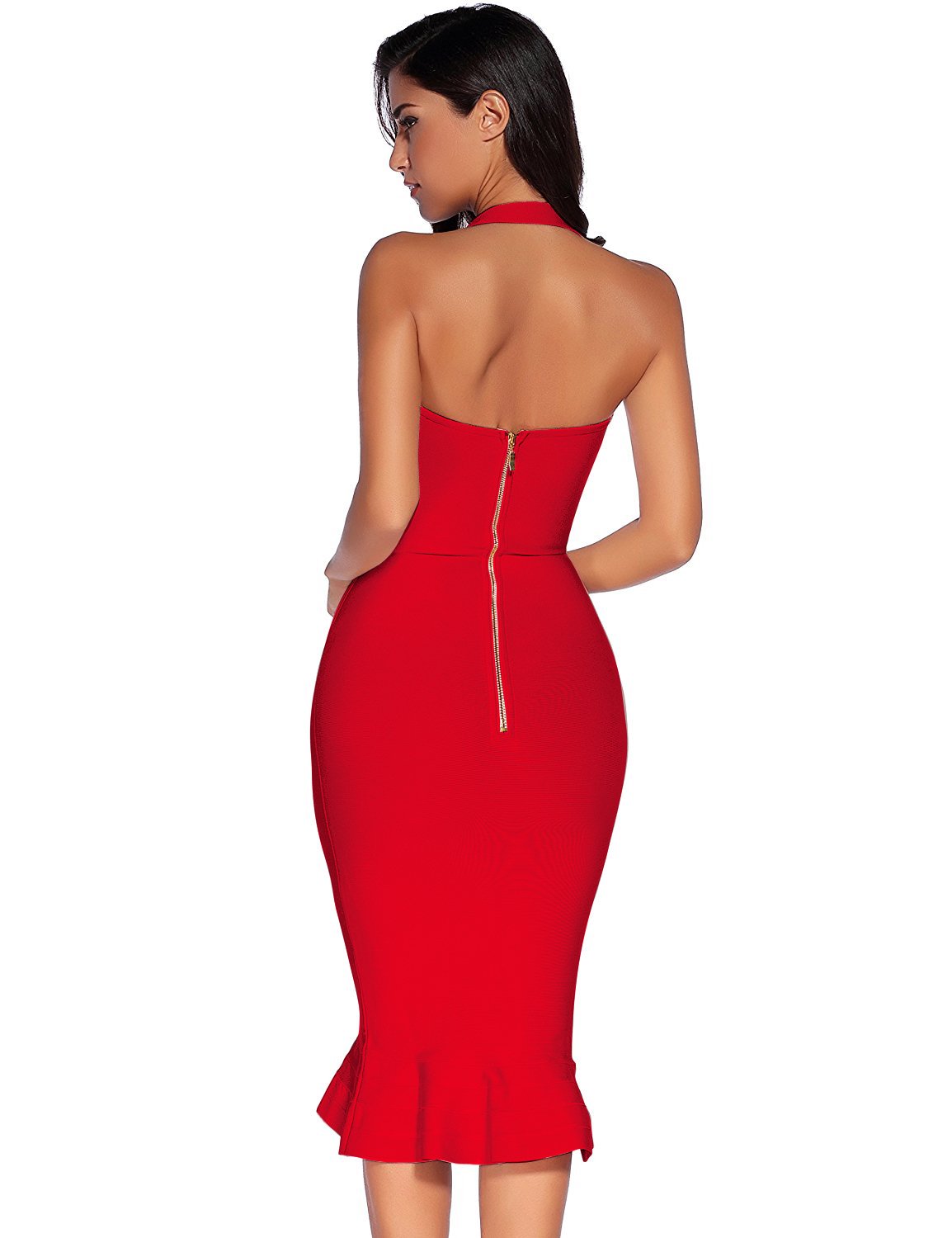 Elegant Women's Halter Fishtail Bandage Party Dress - Perfect for Weddings, Cocktail Parties & Evening Events