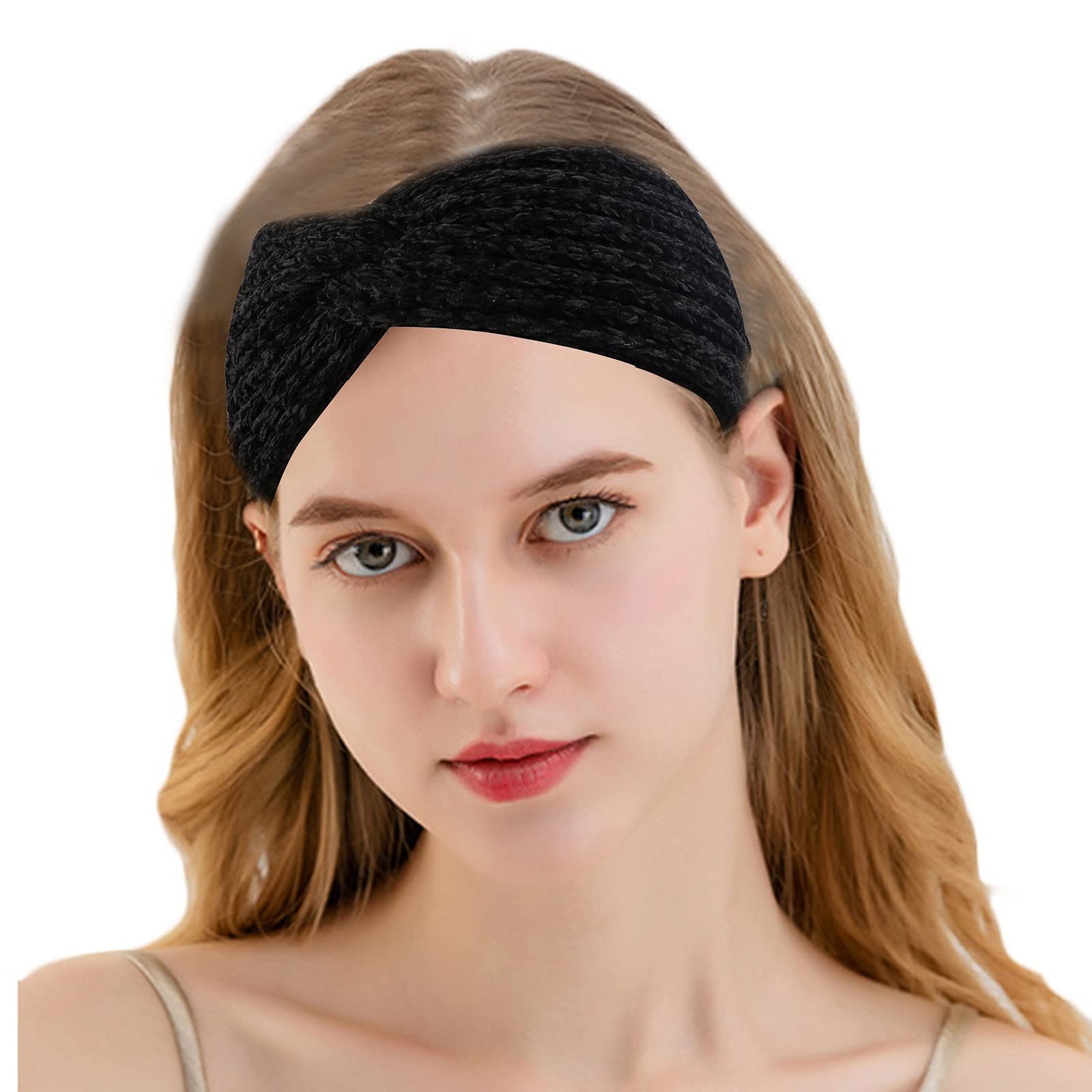 TTQVQ Women's Winter Knit Headband - Warm Wool Hair Band for Autumn & Winter - Solid Color European Style Headwear for Women | Perfect for Outdoor Activities, Cold Weather & Fashion Accessories